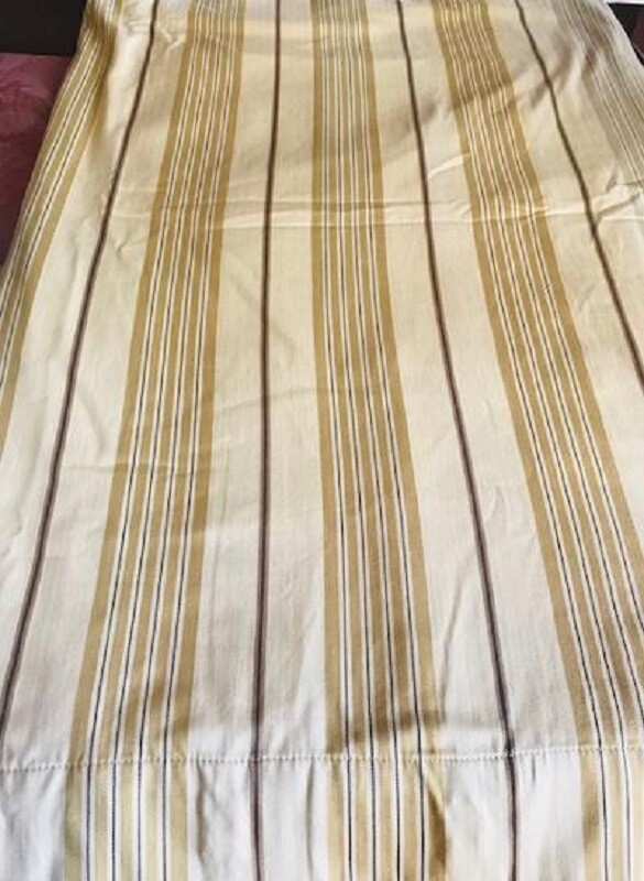 Pottery Barn French Stripe Drapes Set 2 Neutral Gold 50x 84 Curtains Rare More+