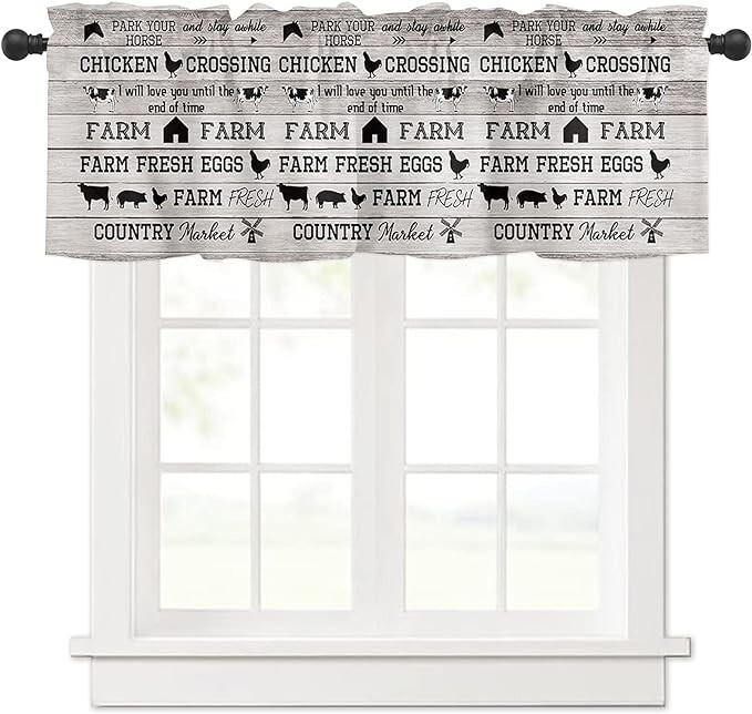 Litter Star Farmhouse Animals Farm Print 18″L x 54″W Valance Rod Pocket Curtain