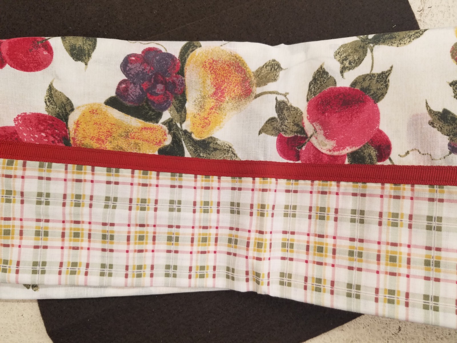 Garden Fruit Multi Color Tier Curtain Pair 58×36 Grapes Apples Strawberries Cafe