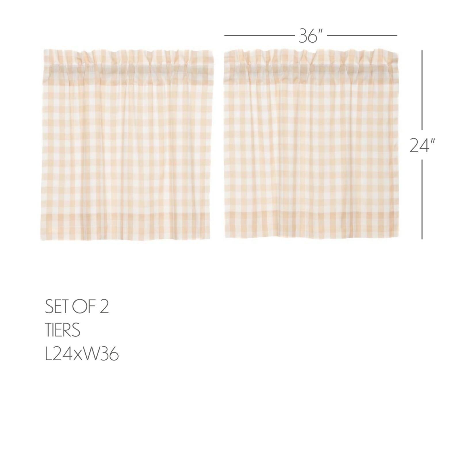 Annie Buffalo Tan Check TIER SET 24″ Cafe’ 100% Cotton Lined