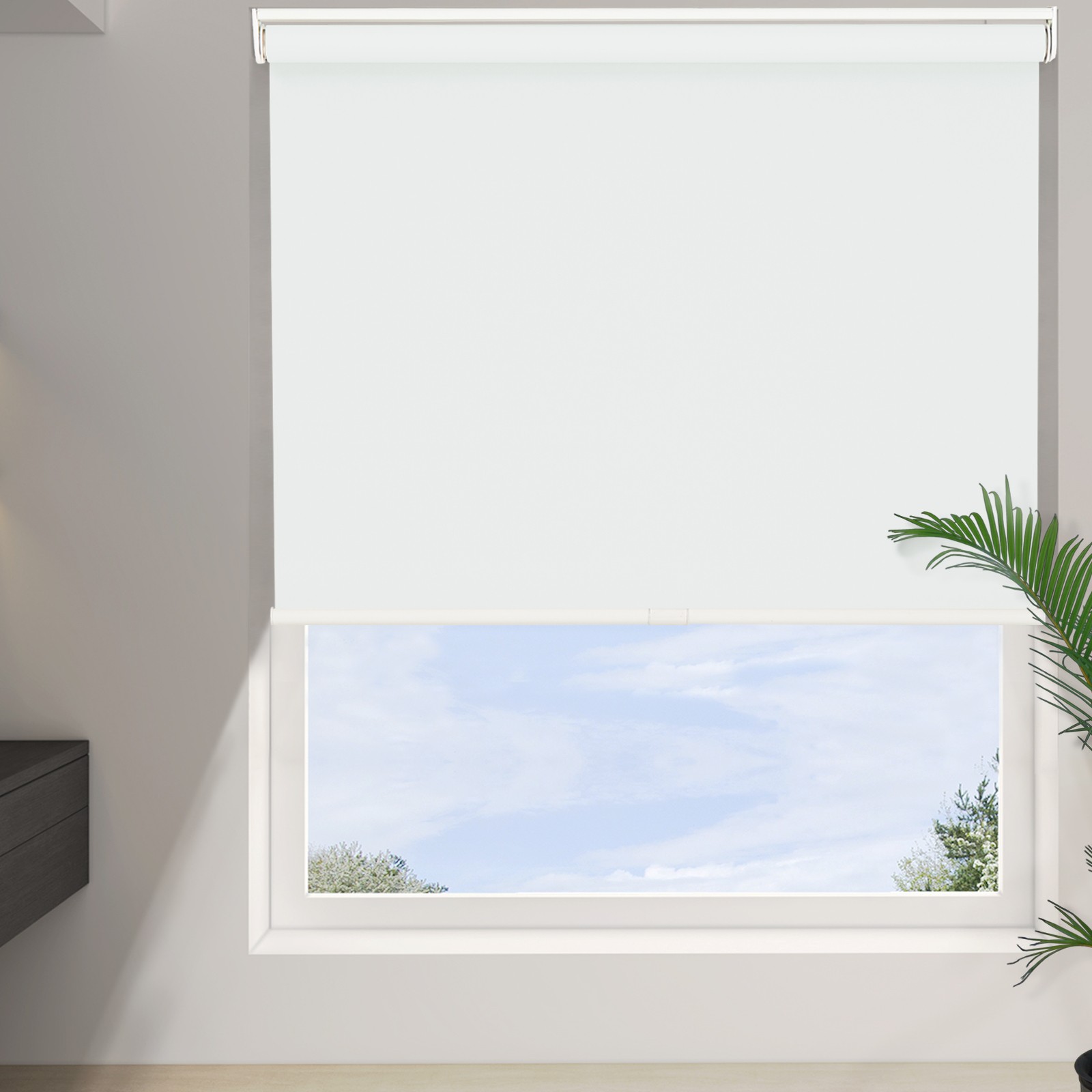 Cordless Blackout Roller Shade Room Darkening Rolled Up Blind For Light Blocking