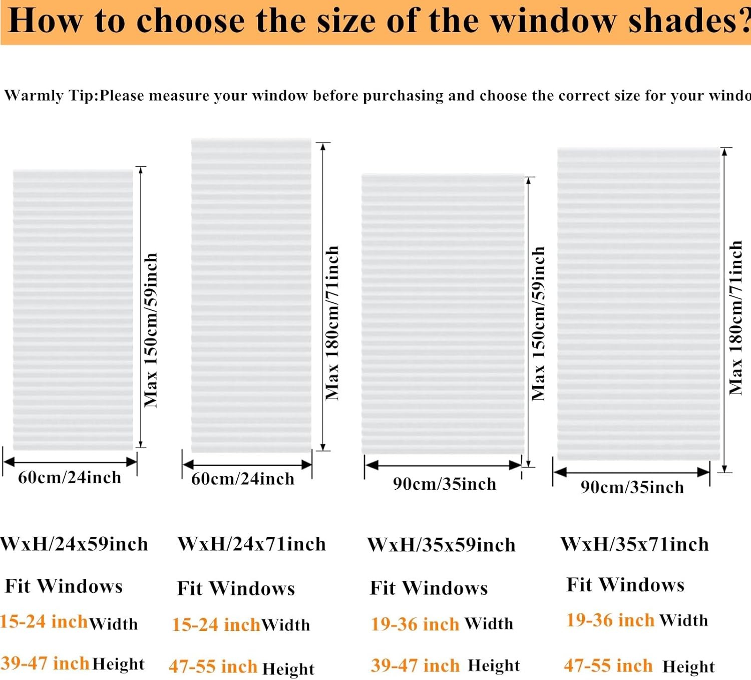 White Blinds for Windows, Temporary 24"W x 59"H, – 1 Pack