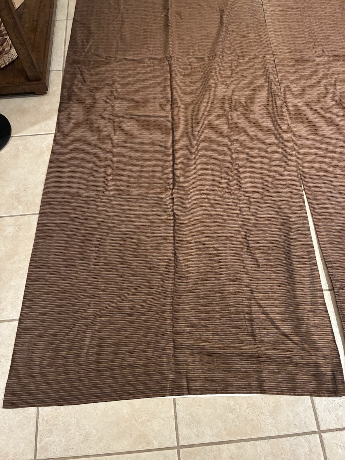 2 Custom Drapes. Chocolate Brown Black Tan Lined Each 3 Ft Wide 129 In Tall