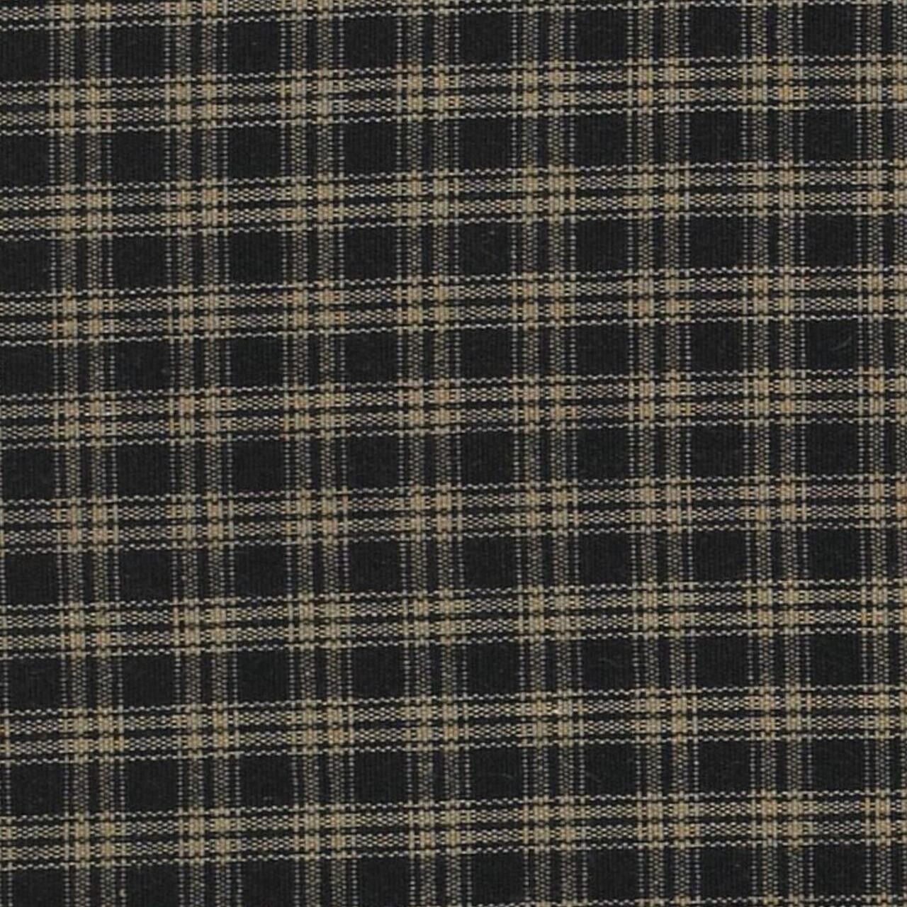 Sturbridge Black Tan Plaid Cotton Lined Country Gathered Prairie Curtains