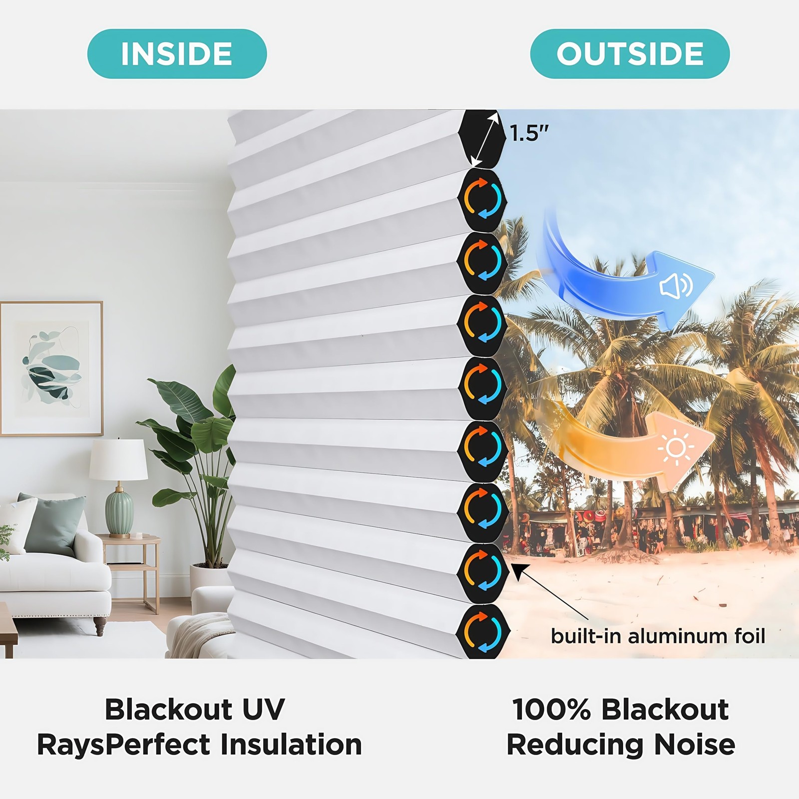 No Tools No Drill Window Blinds for Indoor Windows, Blackout Shades Cellular …