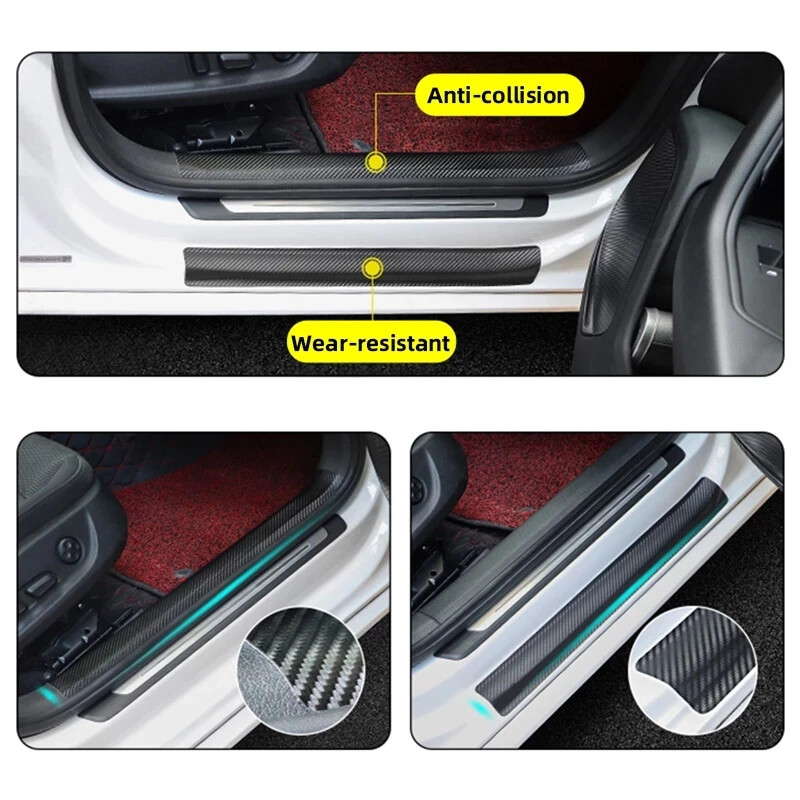 Anti Scratch Car Door Sill Protector Stickers Nano Carbon Fiber DIY Paste Strip
