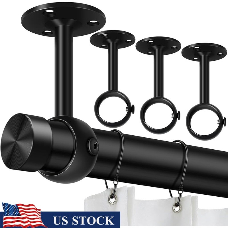 Ceiling Curtain Rod Brackets Wall Mount Stainless Steel 11LBS Support Set New