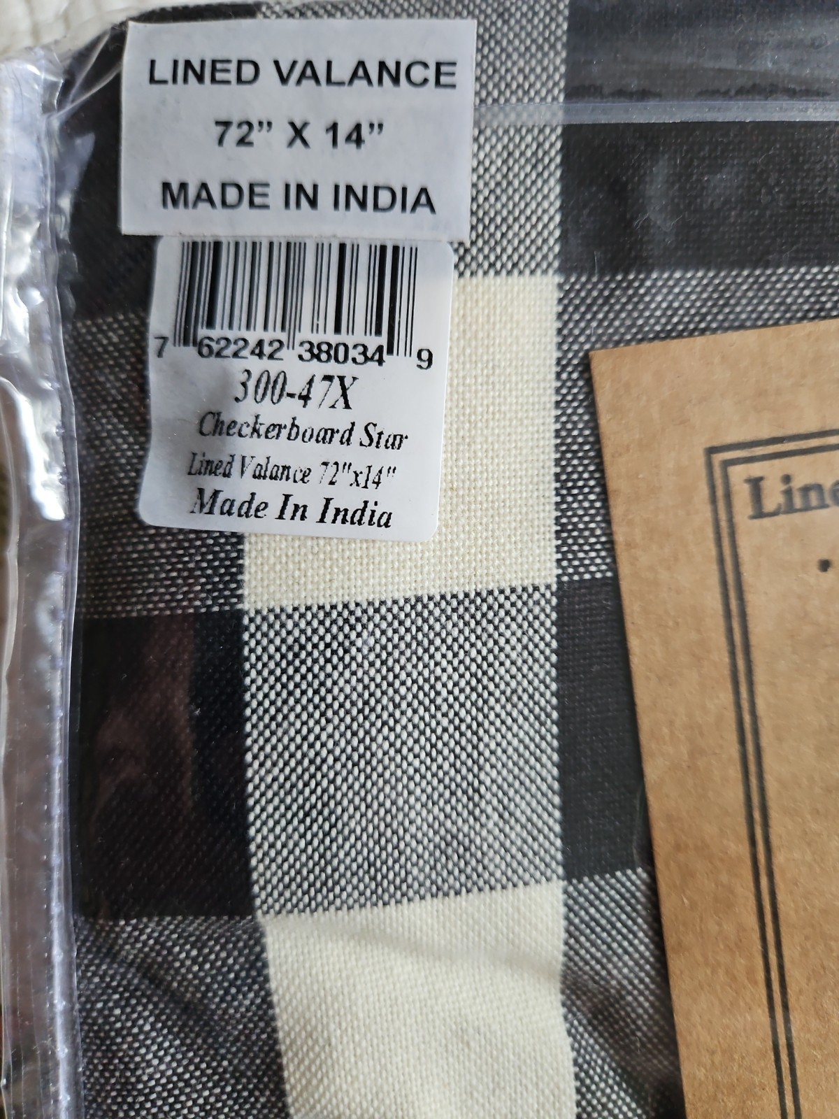 Park Design Buffalo Check Checkerboard Star Lined Valance 72×14 NEW