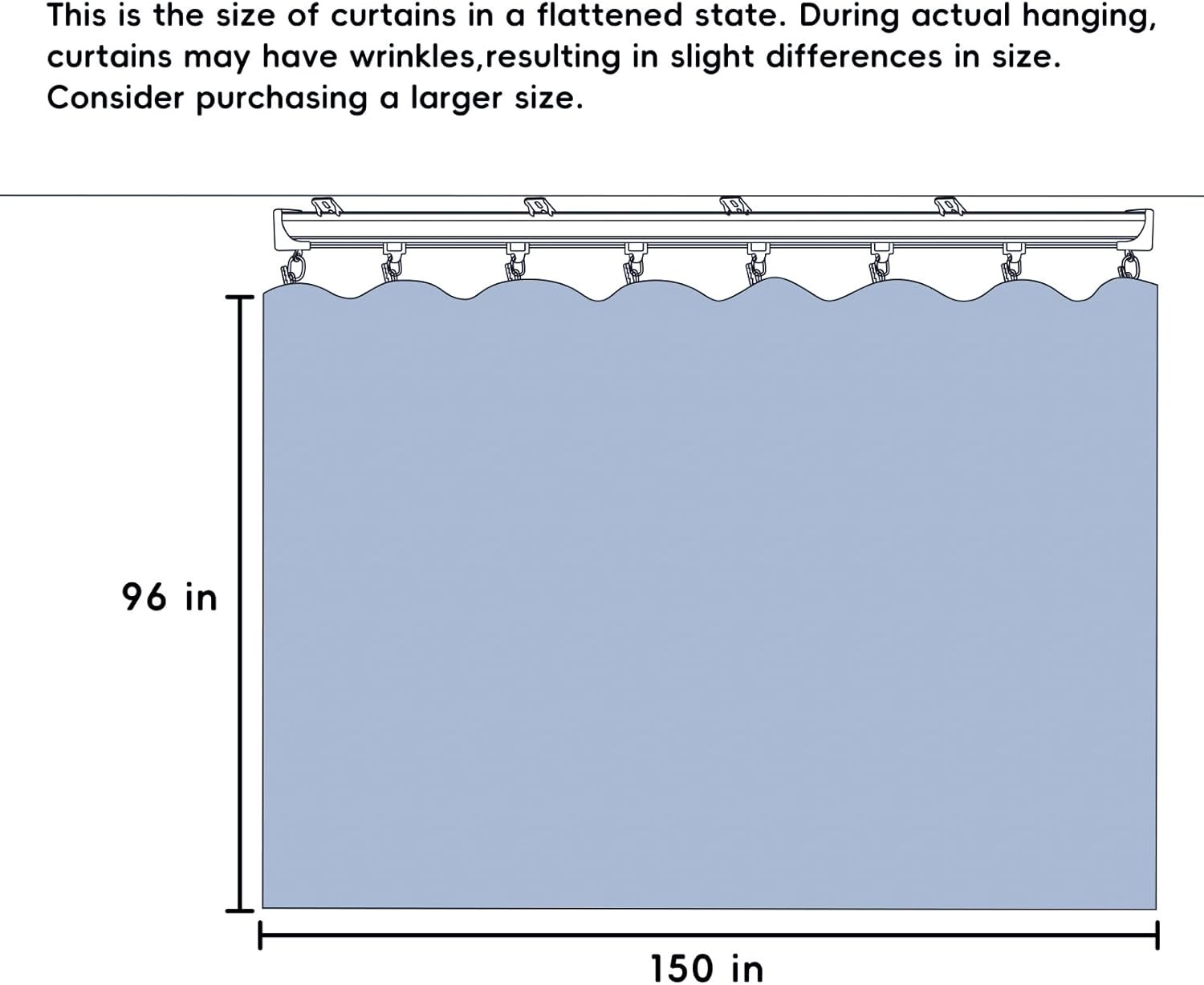 Extra Wide Blackout Curtain Track Set with Light Grey Drape for Privacy