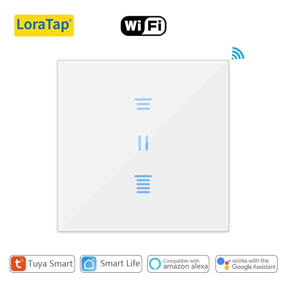 WiFi Smart Curtain Switch Tuya Google Home Alexa Roller Shutter 86mm/3.4″ Panel