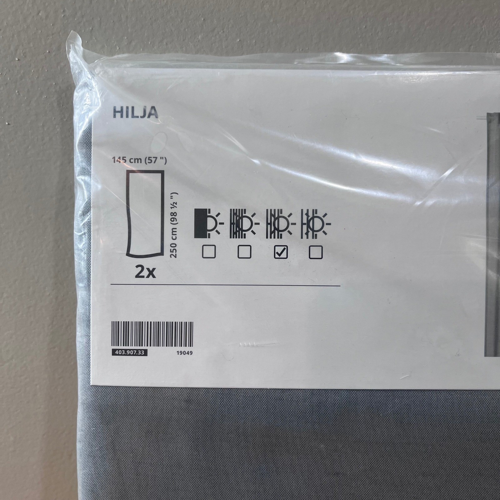 IKEA Hilja Gray Curtains 1 Pair 2 Panels 57×98.5 Light Filtering 403.907.33 NEW