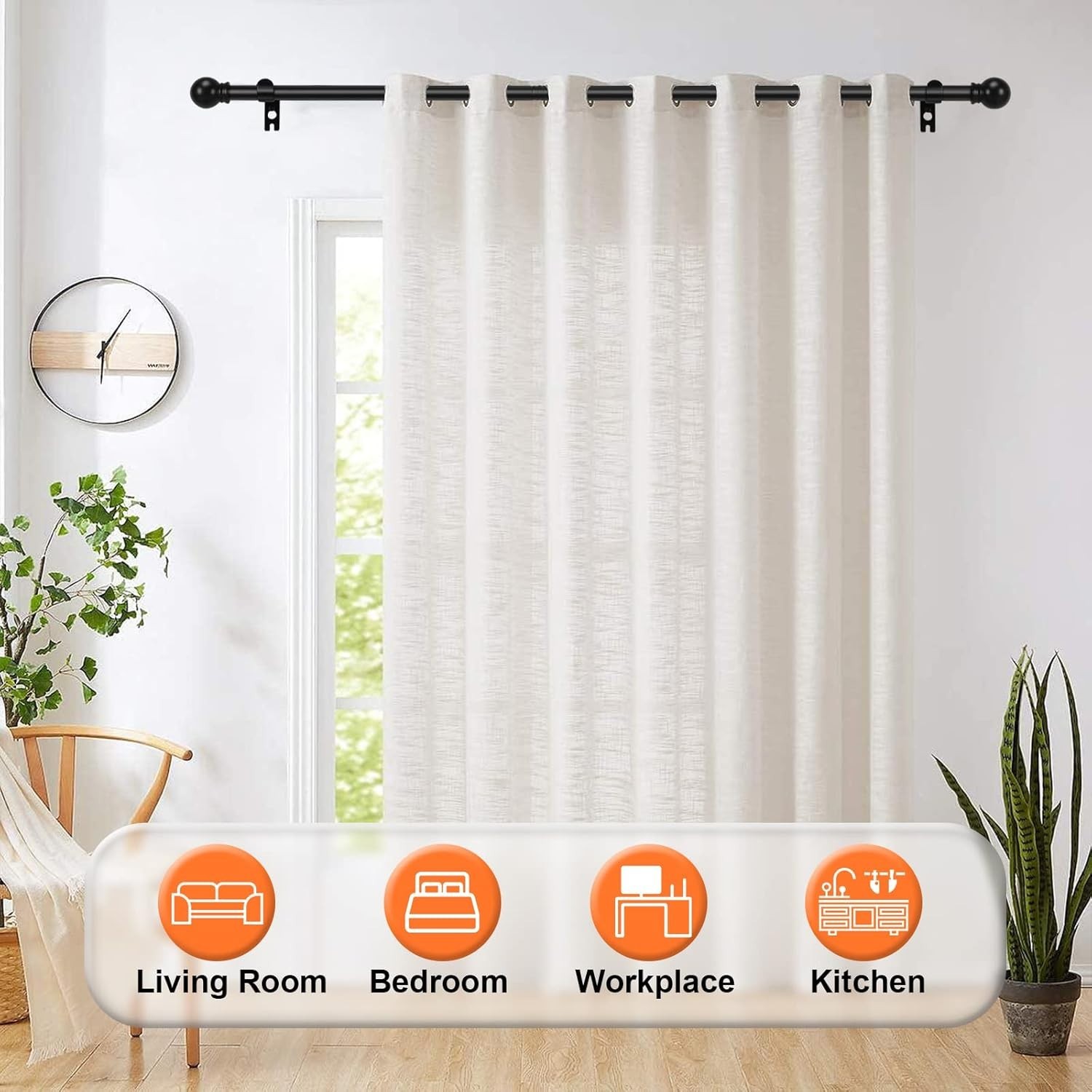 Black Curtain Rods 35″-46″, Adjustable Drapery Rod 5/8 Inch