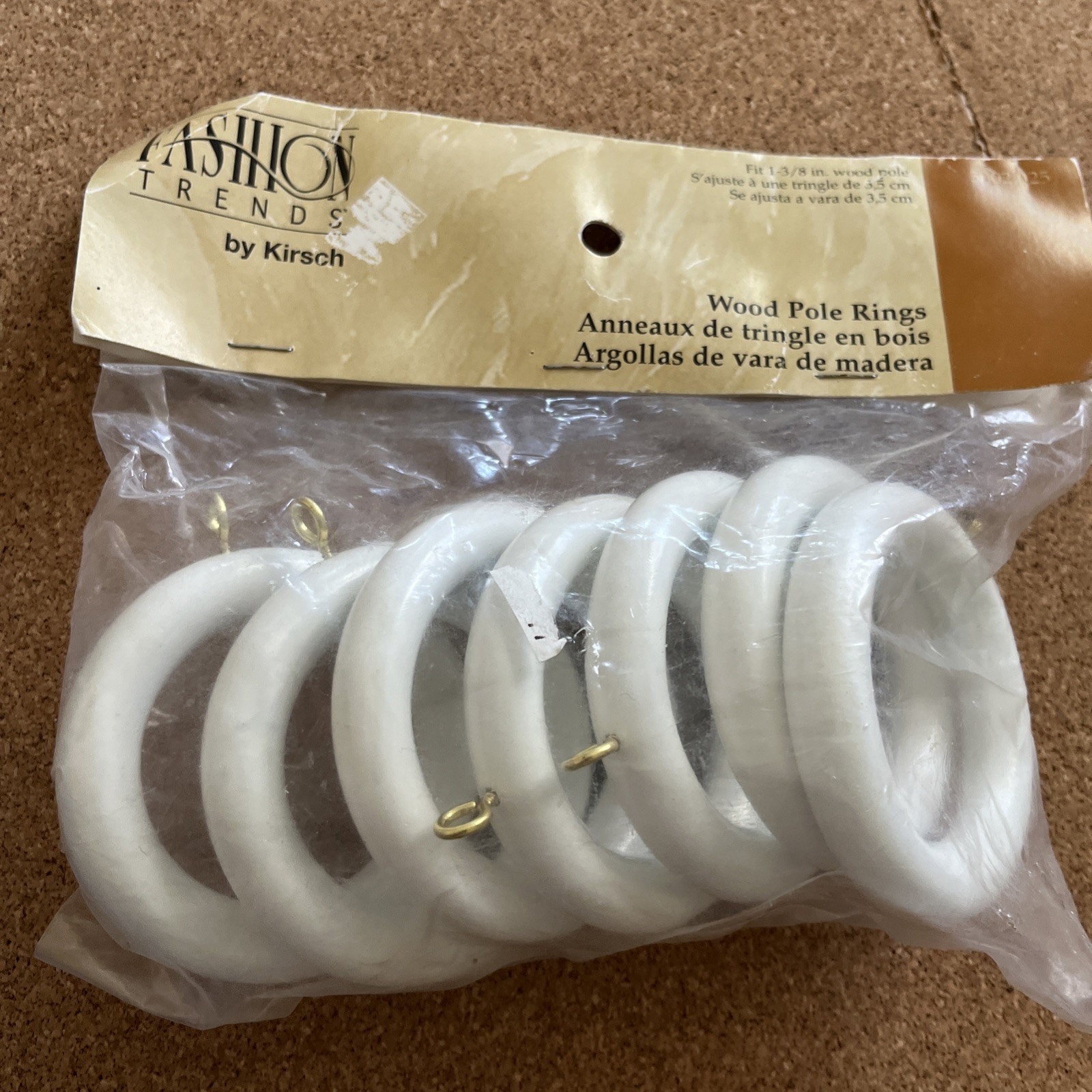 Kirsch Natural Wood Curtain Rod Rings w/eyelet 1 3/8″ Poles 7 Rings