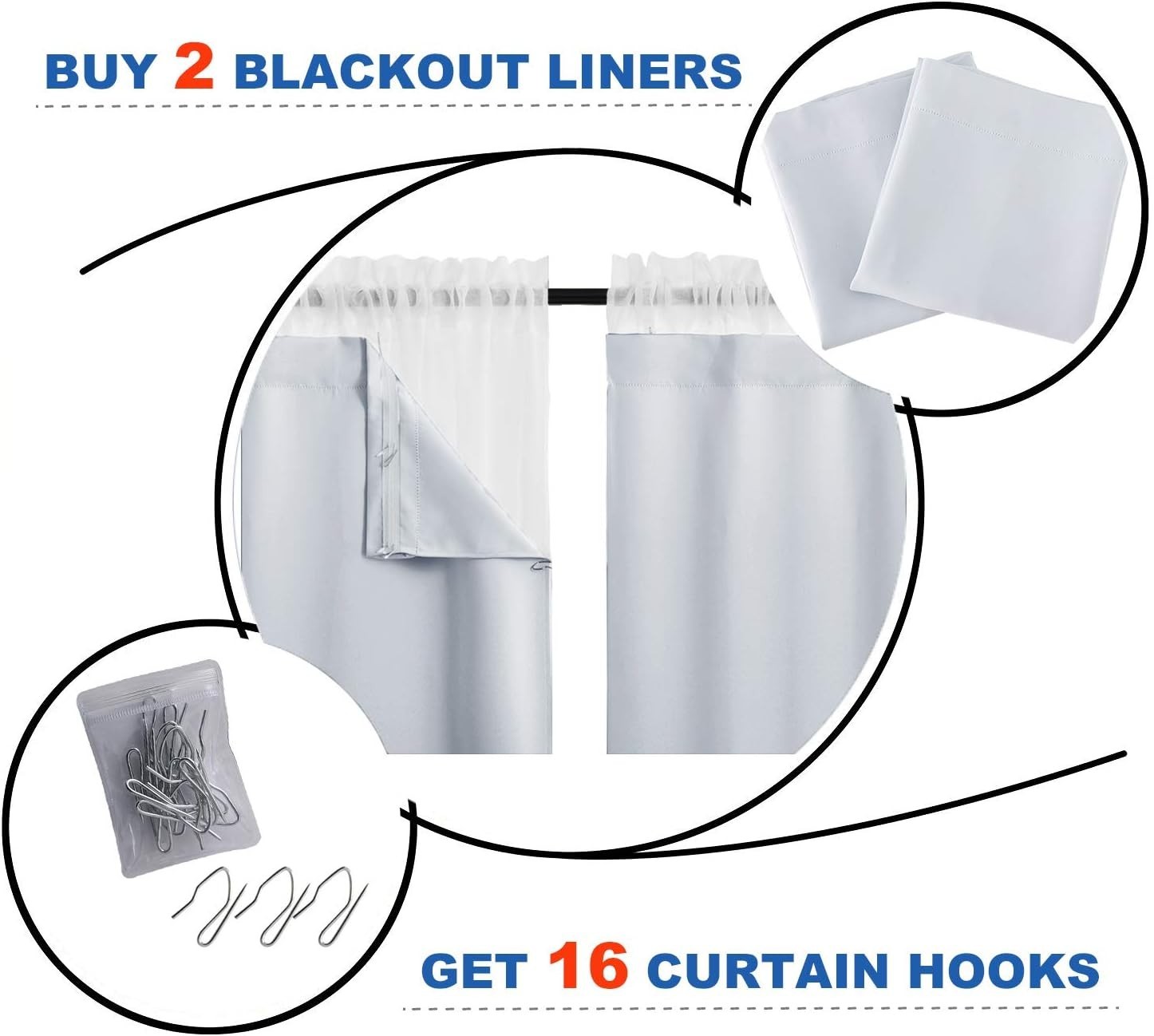 Blackout Curtain Liners for 84 inches Long Drapes, Blackout Curtain Liners fo…