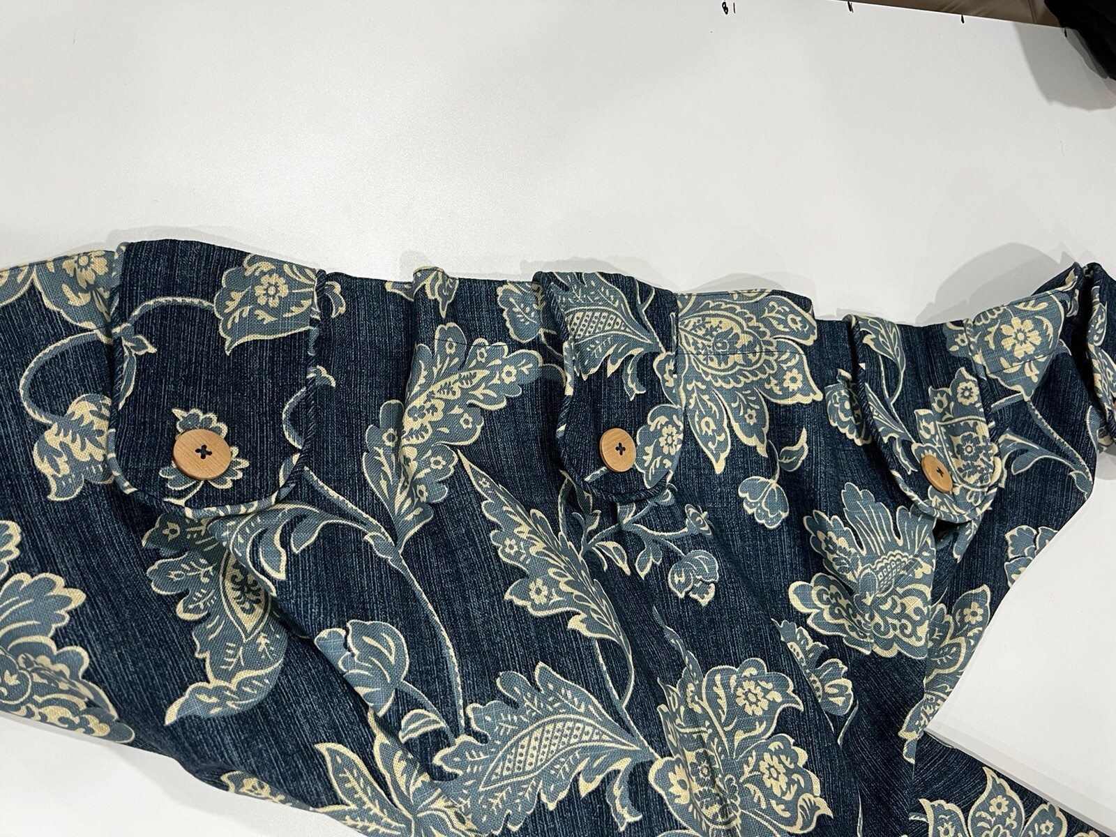 Waverly Home Classics Blue Indigo Indian Print Euc 84 X 42 Cotton Two Panels