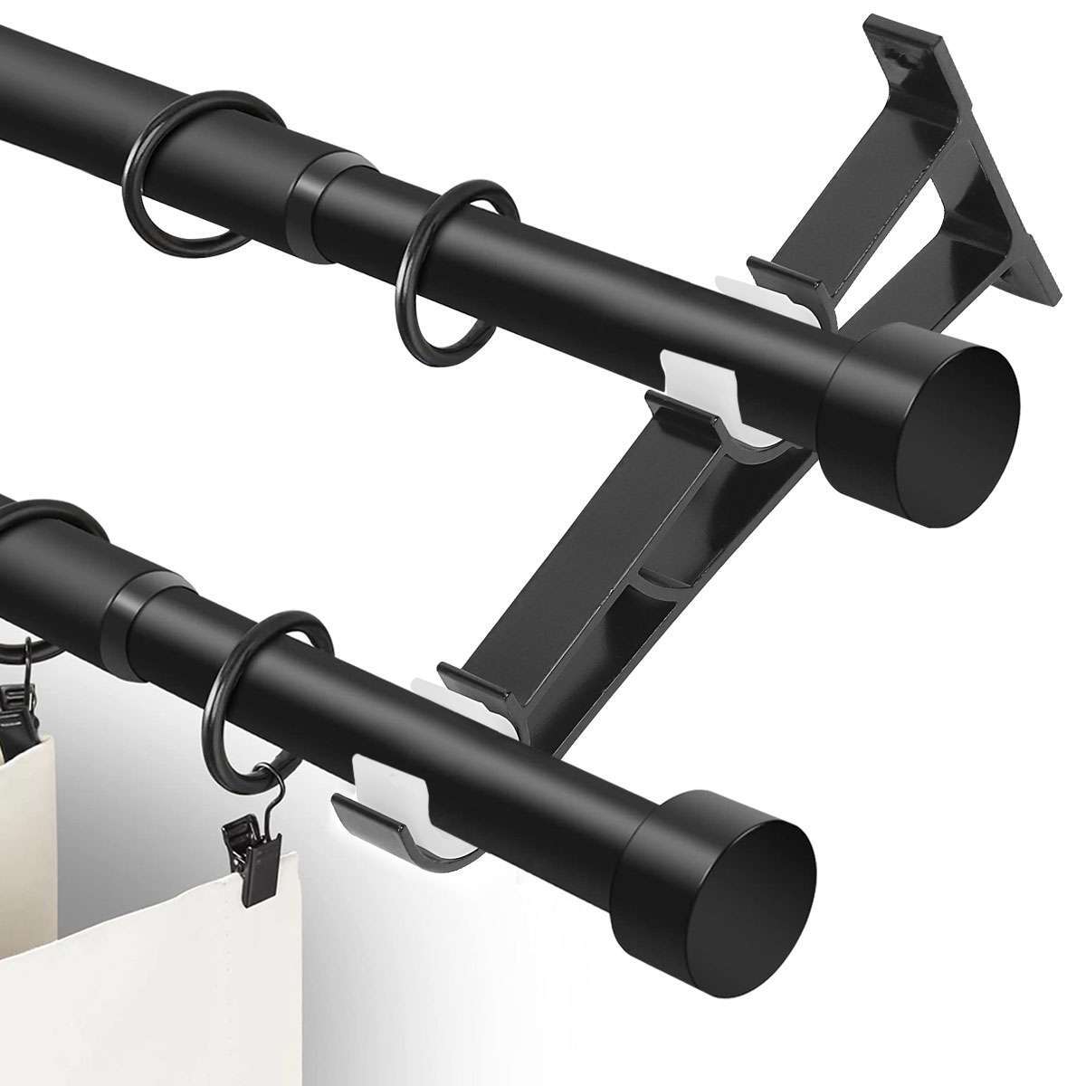 2Pcs 8″ Long Double Curtain Rod Brackets for Drapery Rod Window Hardware Holder