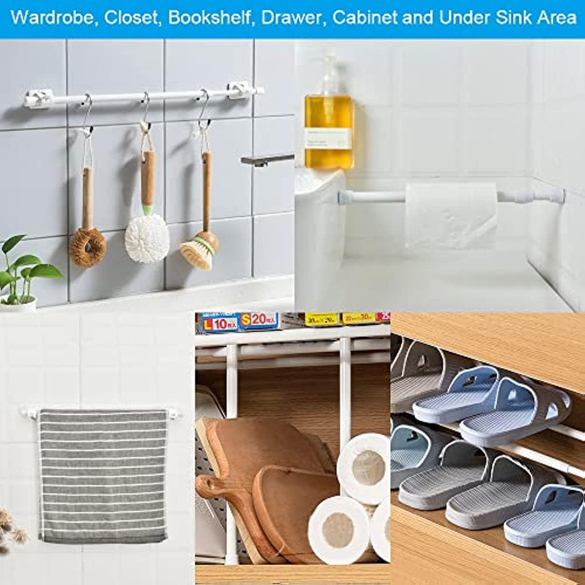 2 Pack Spring Tension Curtain Rods 18 to 28 Inches Adjustable,Small Short Kitche
