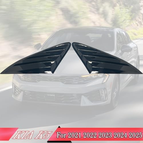 Window Louver， 2Pcs Side Vent Window Louvers for 2021-2025 KIA K5 Bright Black