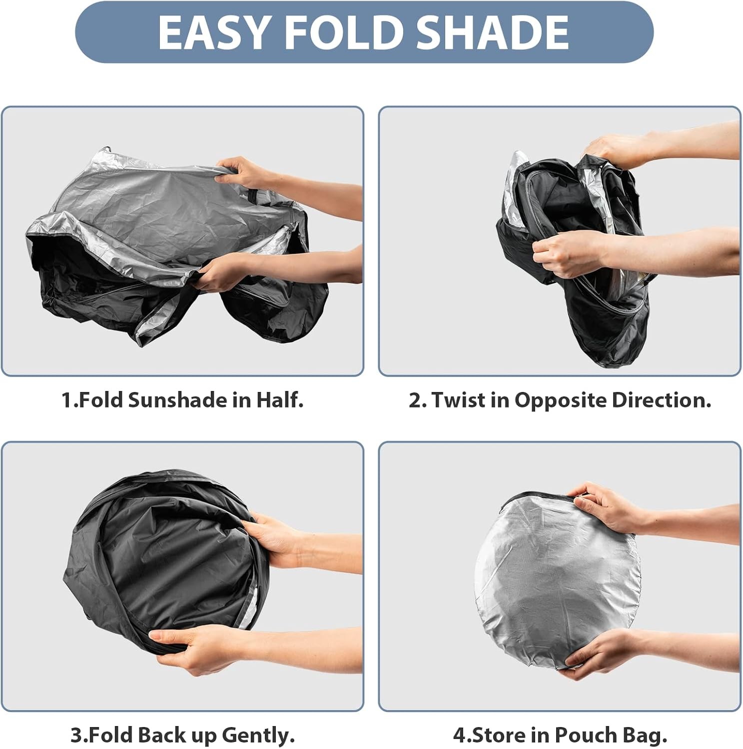 Windshield Sun Shade with Storage Pouch for Suvs, Durable 190T Polyester Sun Shi
