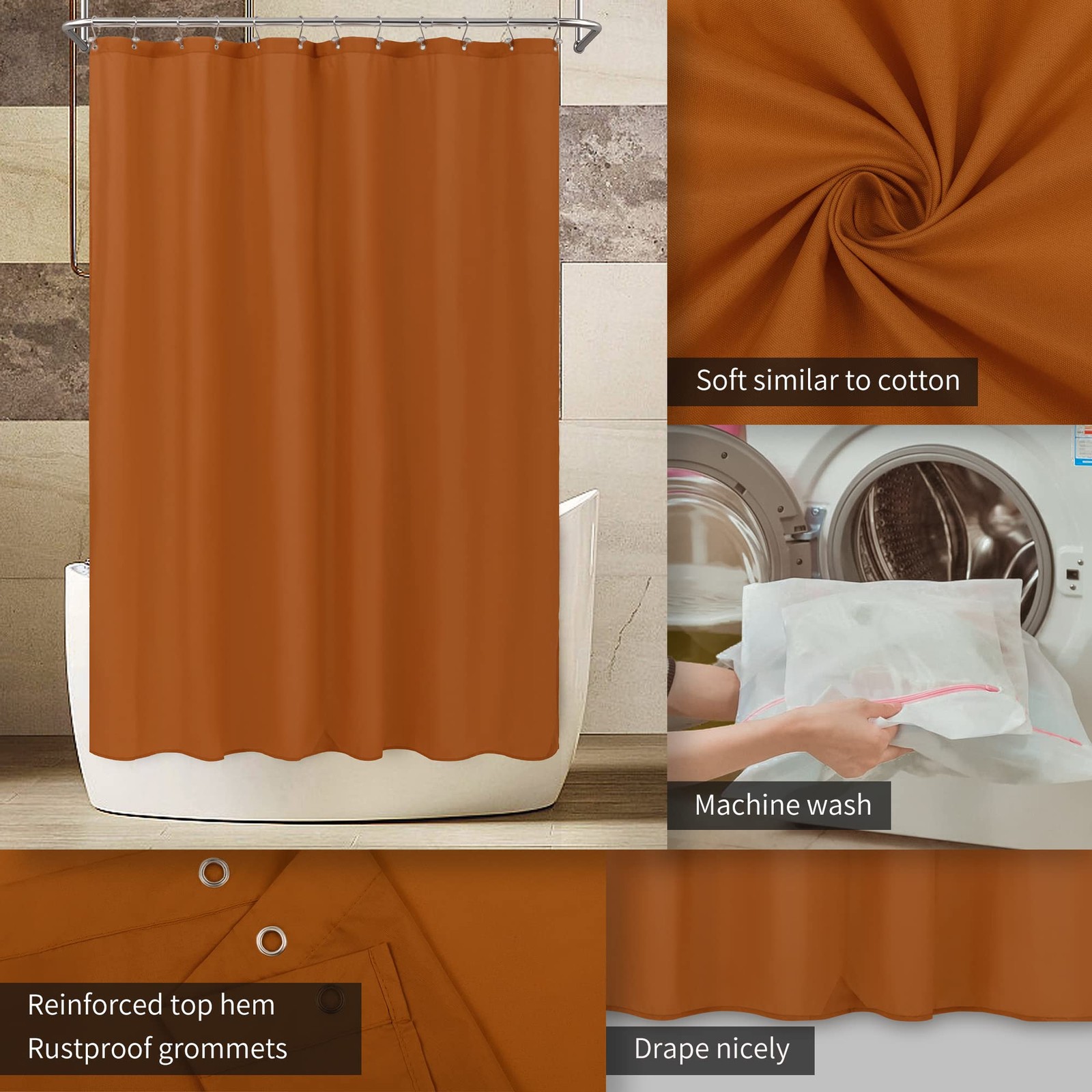 ALYVIA SPRING Burnt Orange Fabric 72″W x 72″L (Pack of 1),