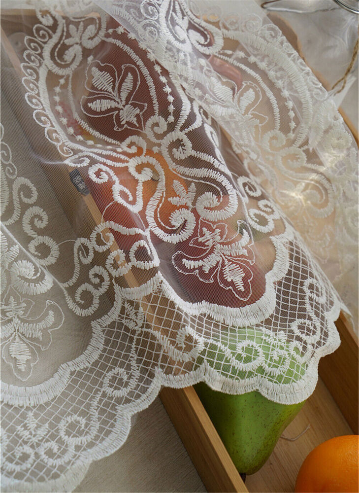Floral Embroidered Sheer Curtain Elegant Tulle Curtain Voile Window Drape 1Piece
