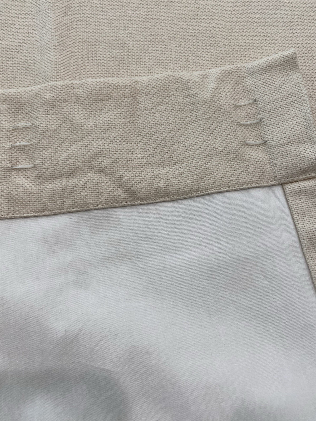 NEW Pottery Barn Contrast Band Drape Panels (2) 50 x 84 Pole Top Linen Cotton