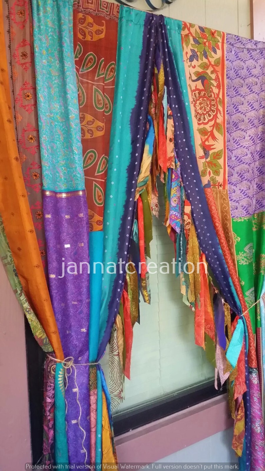 Gypsy Look Curtain Boho Silk Curtain Handmade Window Curtain Door Curtains