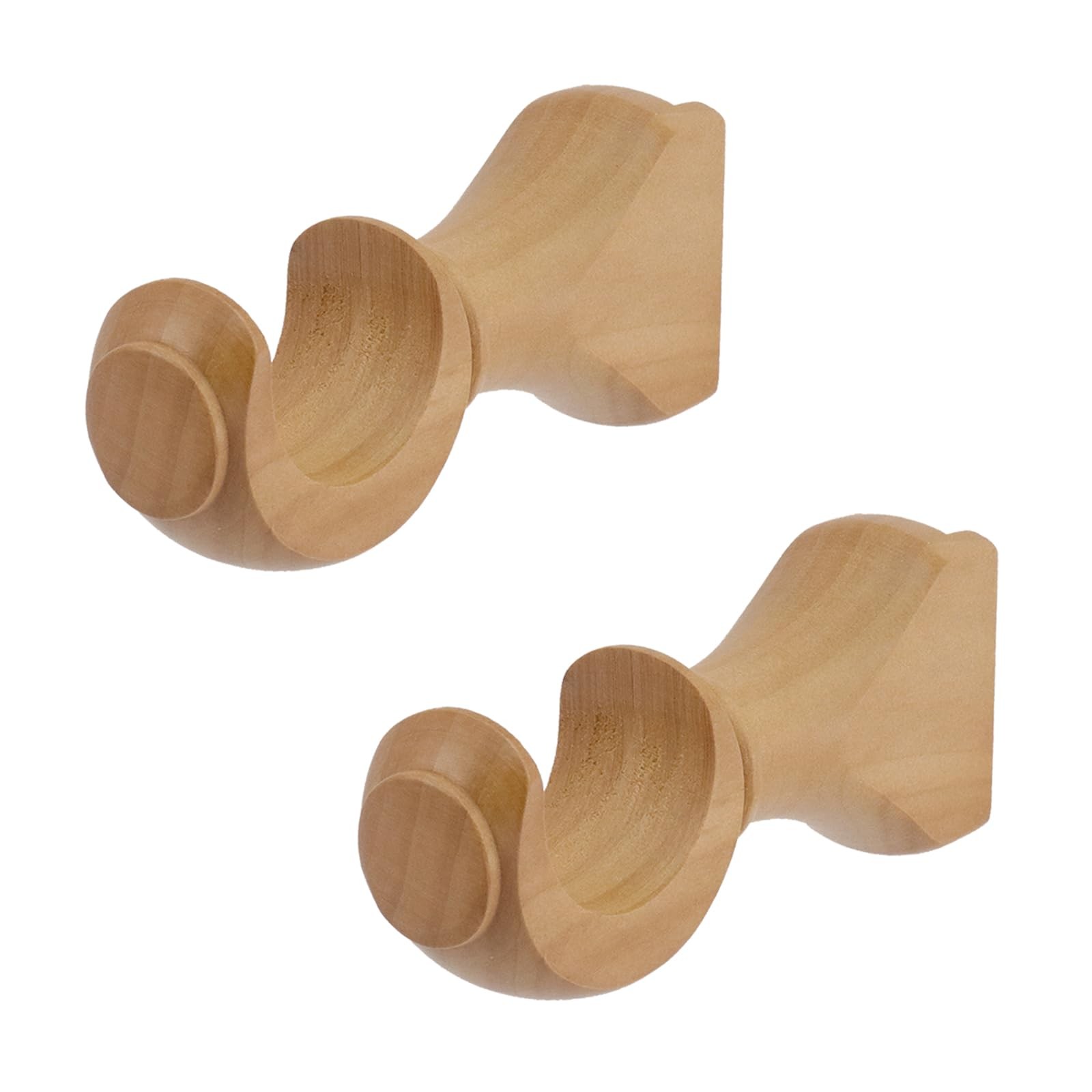 2 PCS Wood Curtain Rod Bracket Wall Mount Support Fits 13/8 In 35mm Dia