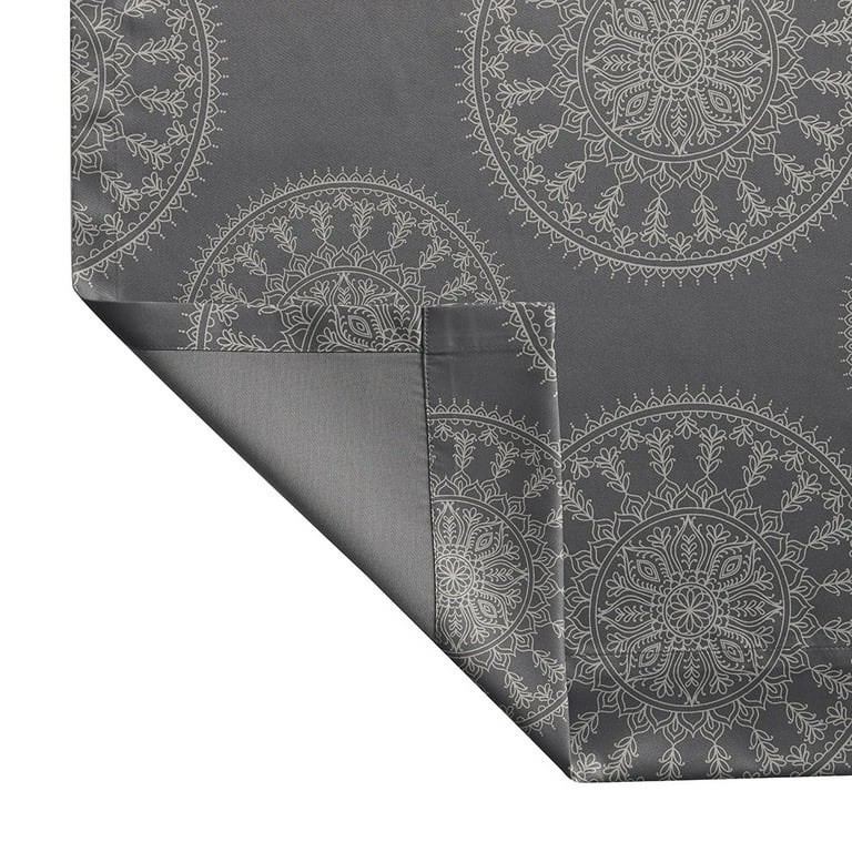 Mainstays Blackout 2 Panel Gray Medallion Curtain 30″ W x 84″ L Rod Pocket New