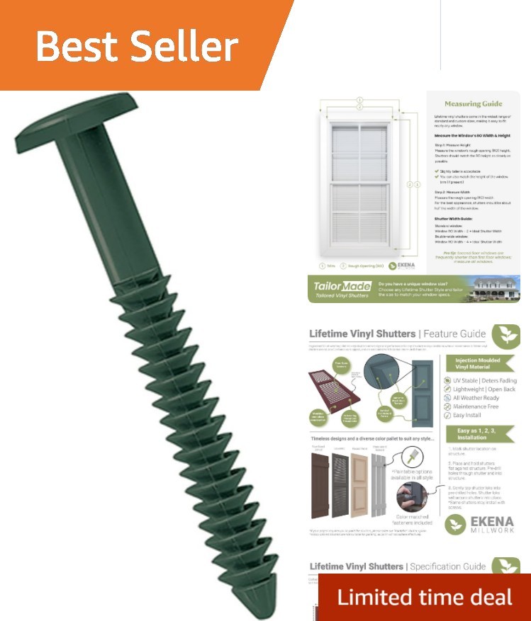 Forest Green 3-Inch Shutter-Lok Screws – 12-Piece Set for Vinyl Shutters