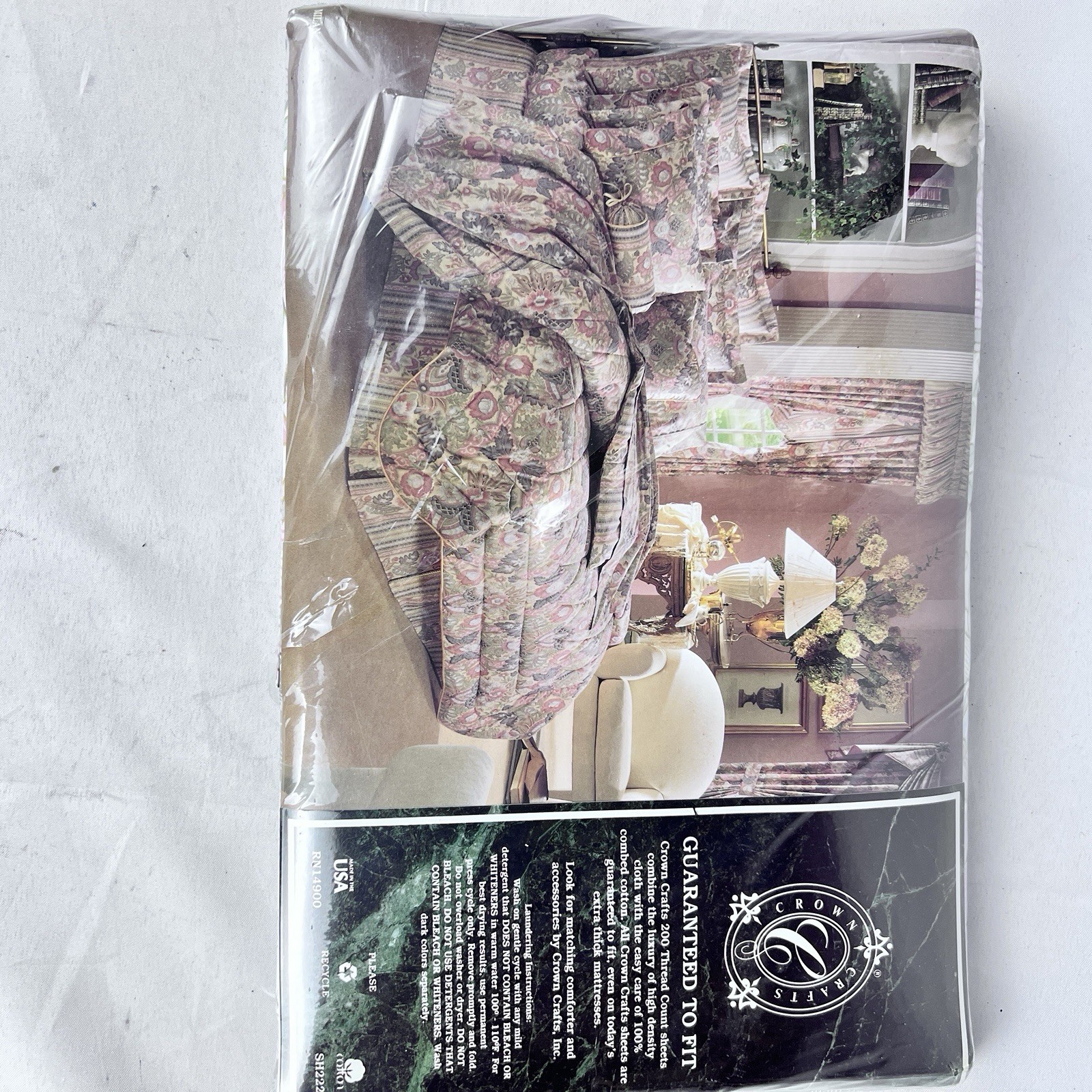 Crown Craft Milan Luxury Full Flat Sheet 81”x96” & 3 Blouson Valances 86”x15”