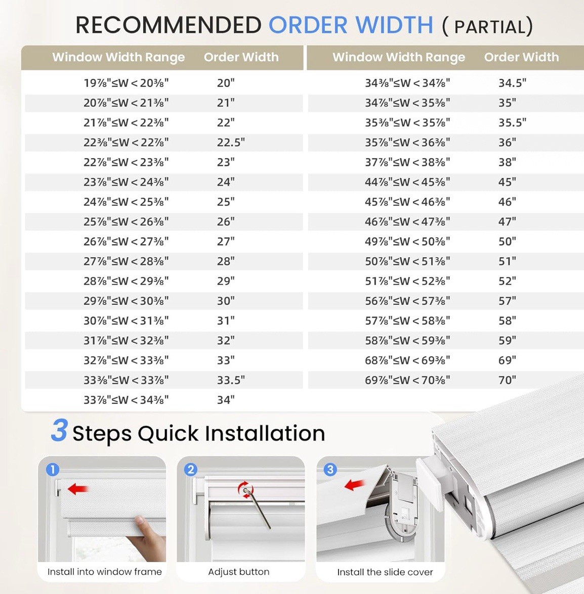 White, 34” x 64” Cordless Zebra Blind Dual Layer Light Filtering Privacy Shades