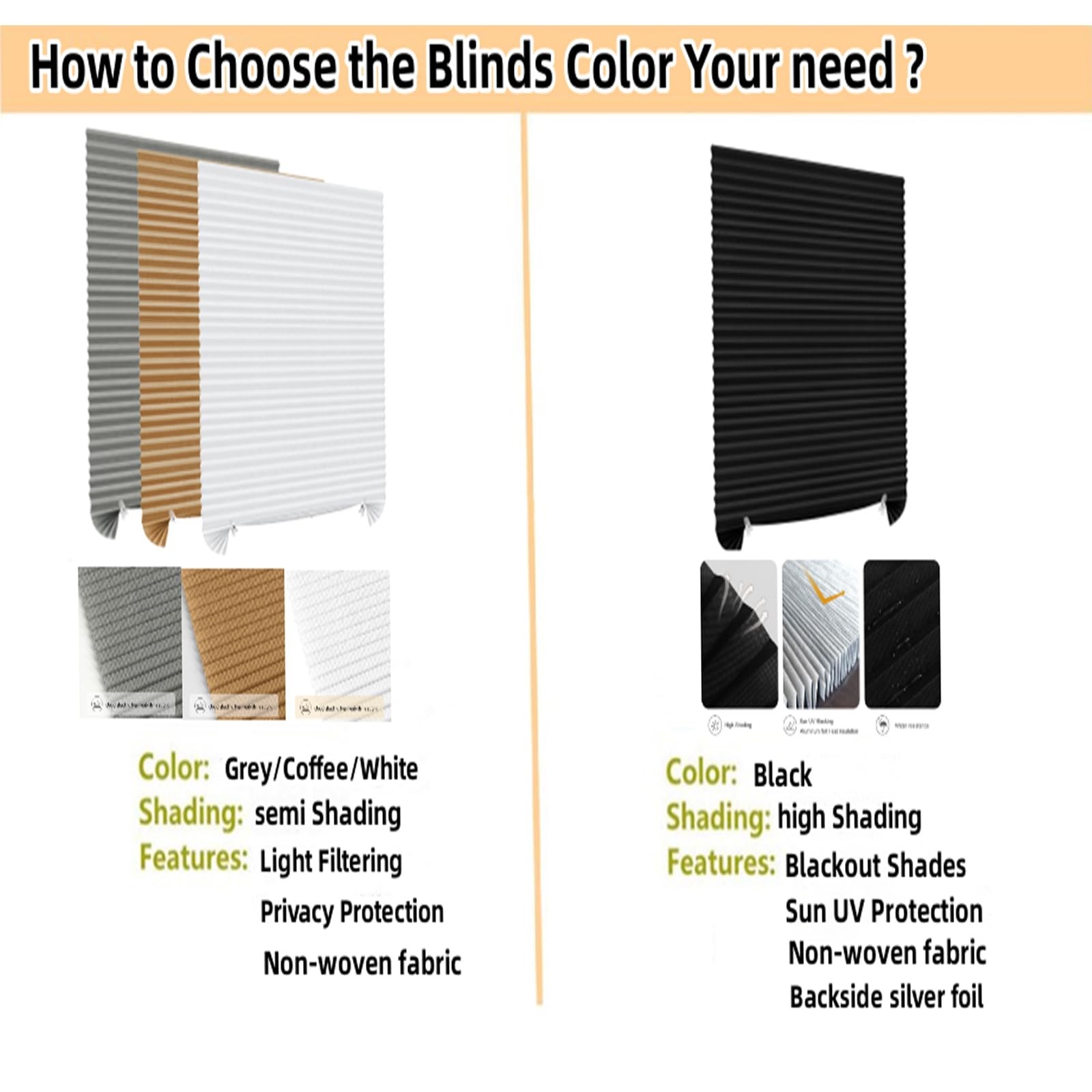 Cordless Blackout Blinds No Drill Stick on Windows Temporary Shades
