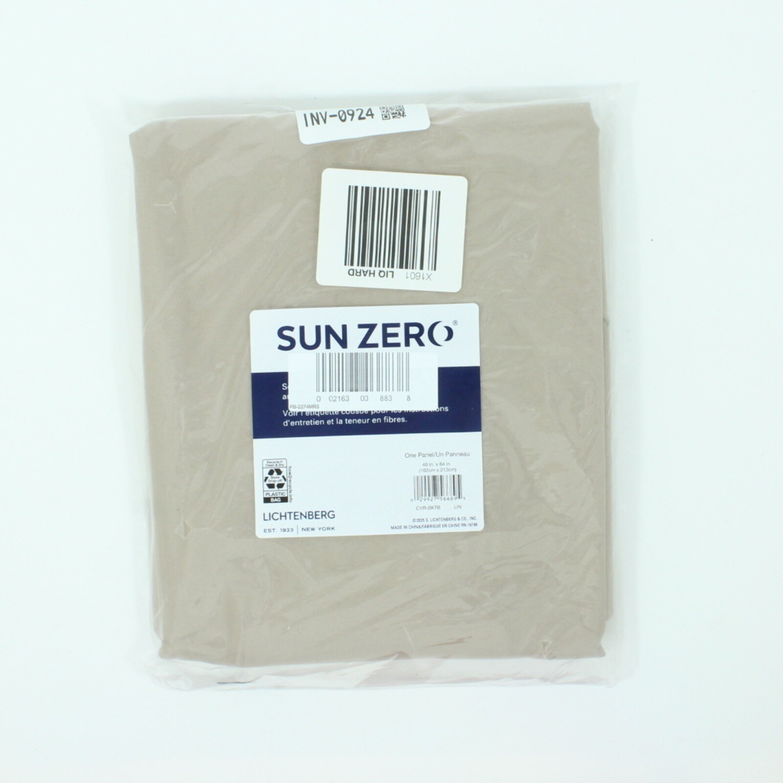 Sun Zero Cyrus Blackout Curtain Panel 40×84 Stone Rod Pocket Back Tab
