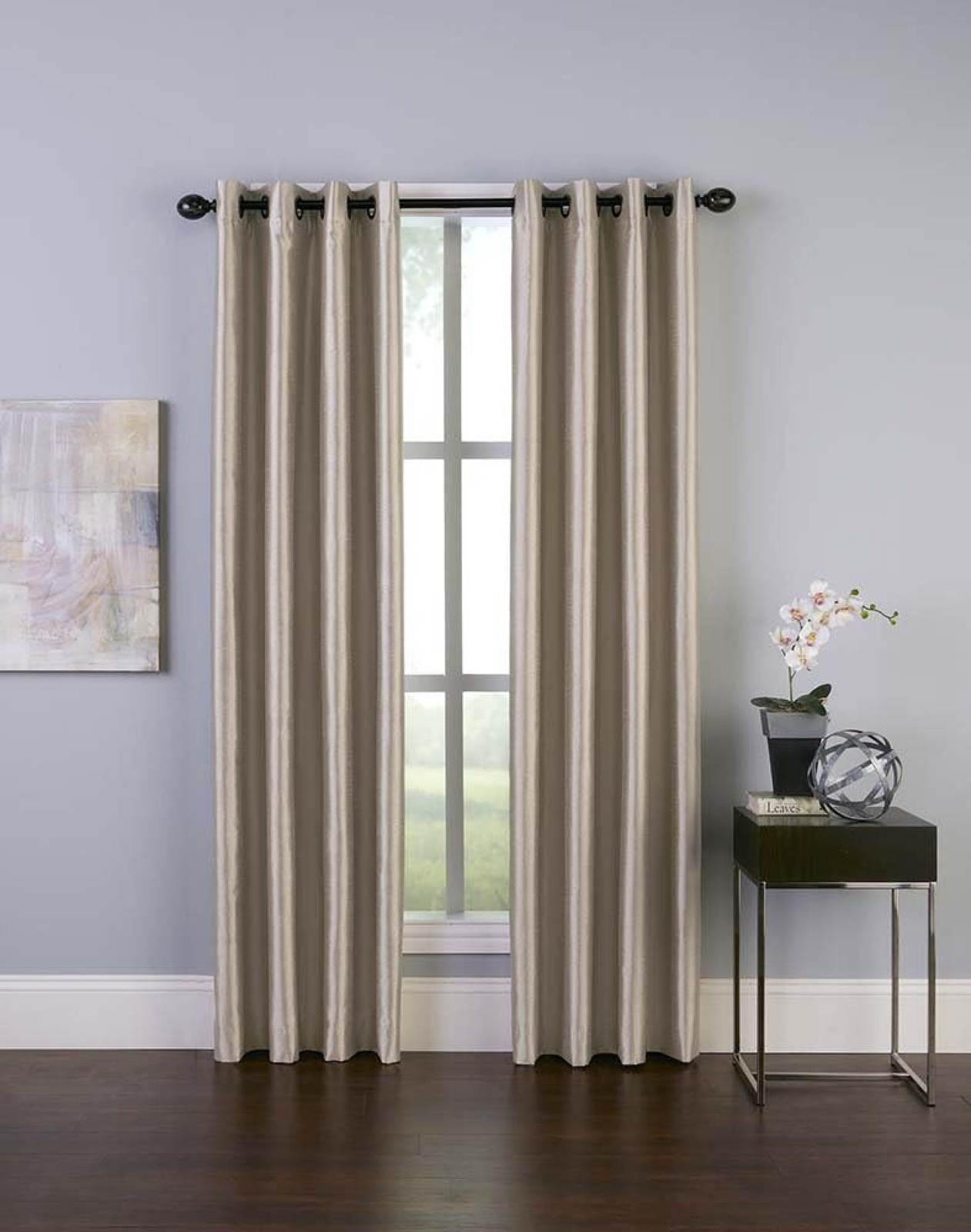 curtainworks Malta Faux Silk 1 Piece Grommet Curtain Panel Sand Brown 50 x 144
