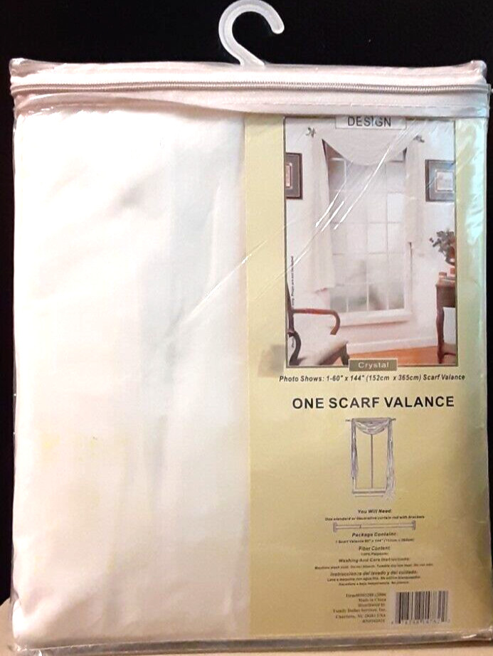 Interiors By Design Crystal One Scarf Valance 60 x 144 NIB