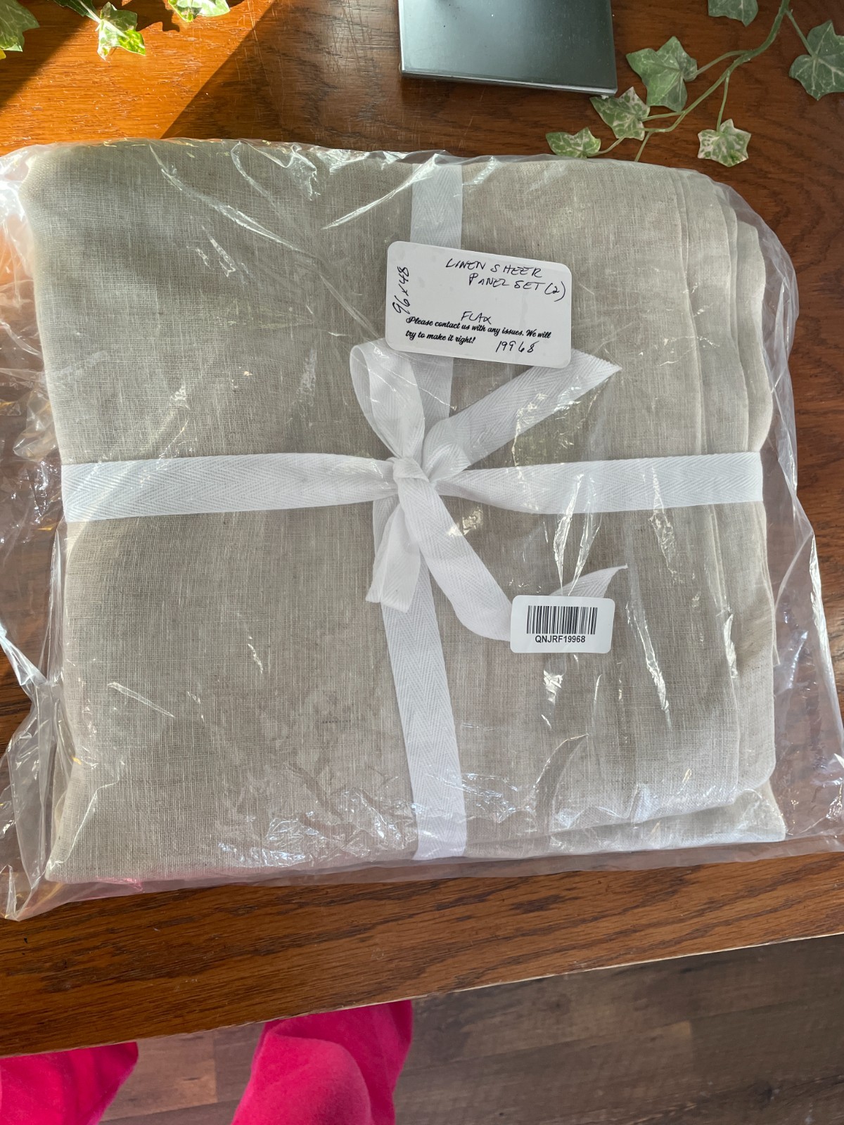 NWT QUINCE EUROPEAN LINEN SHEER CURTAIN PANEL SET OF 2 FLAX 48 X 96 MSRP $92