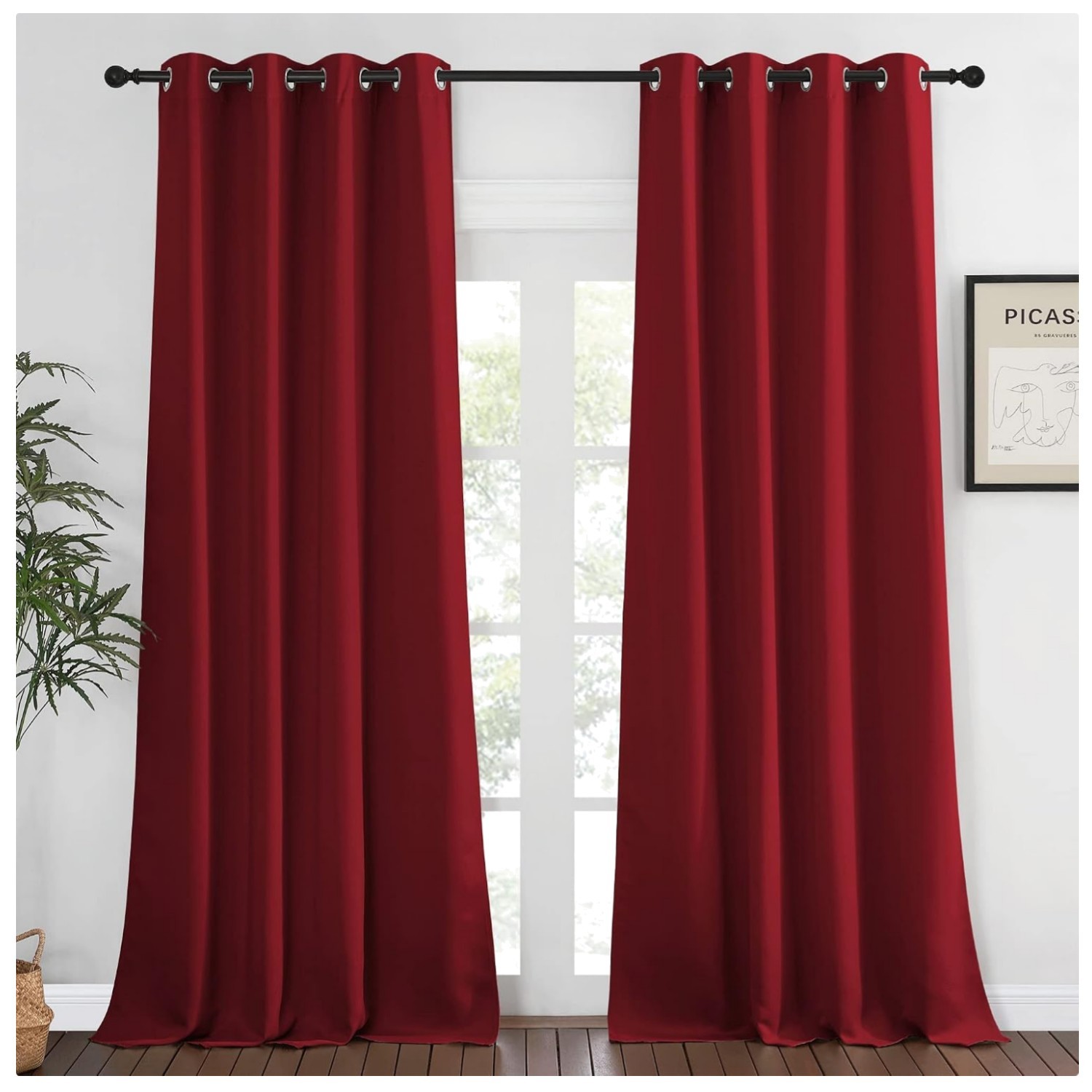 Extra Long Blackout Drape – 52-inch by 108-inch, Burgundy Red, Sold as 1 Pane…