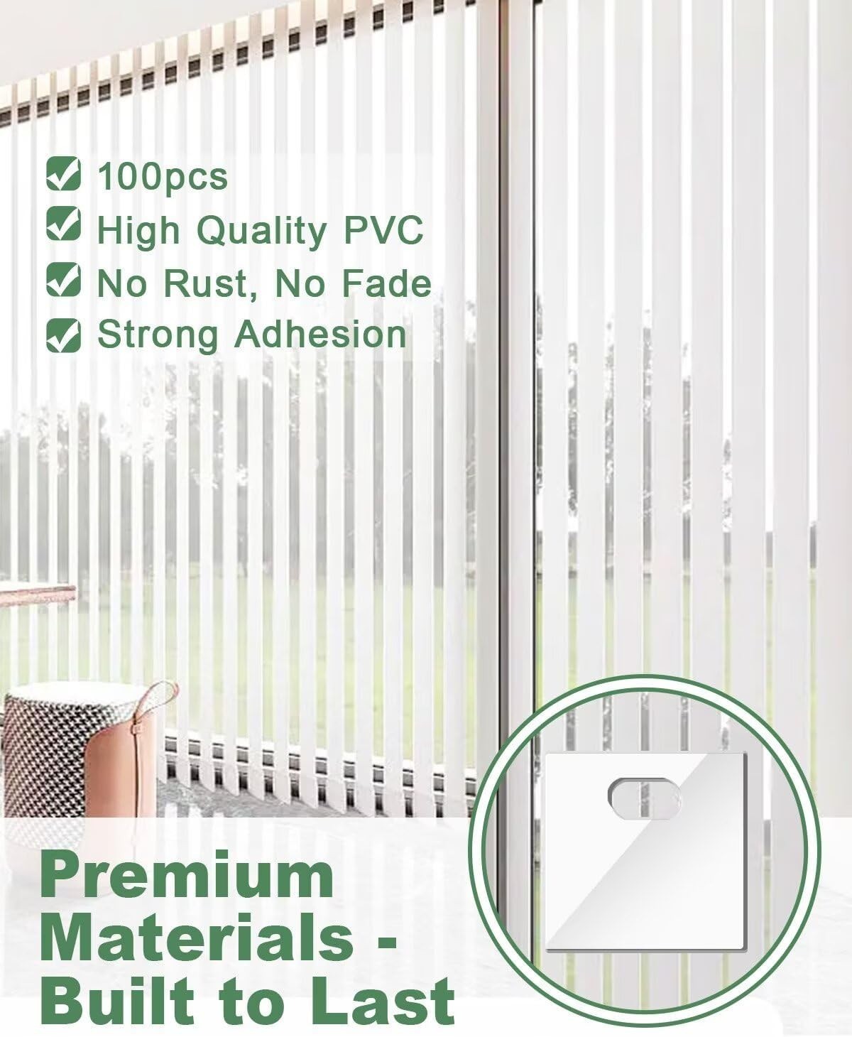 100Pcs Vertical Blinds Replacement Slats Repair Kit – Transparent PVC Tabs wi…