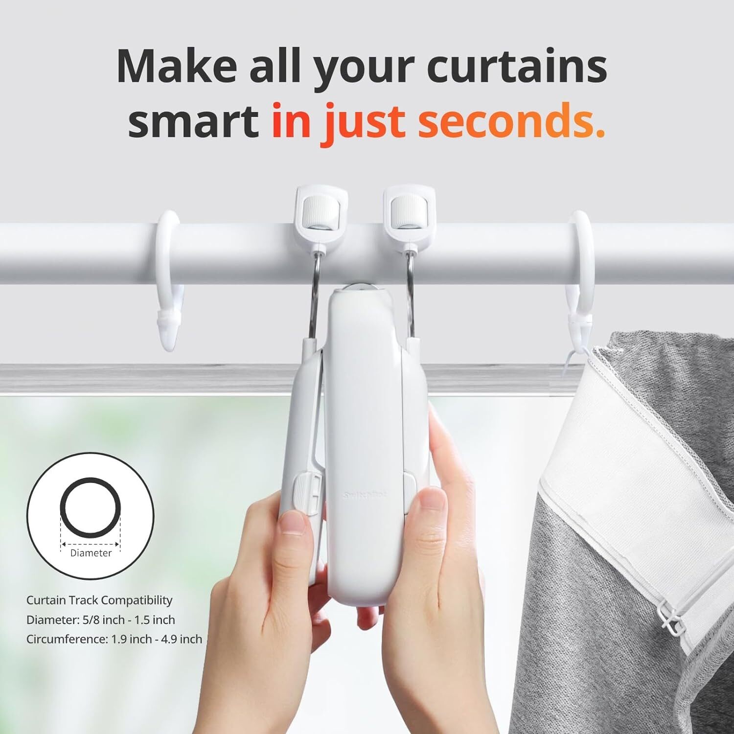 SwitchBot ‎Curtain Rod 3 Smart Opener Electric Motor Wireless Bluetooth Remote