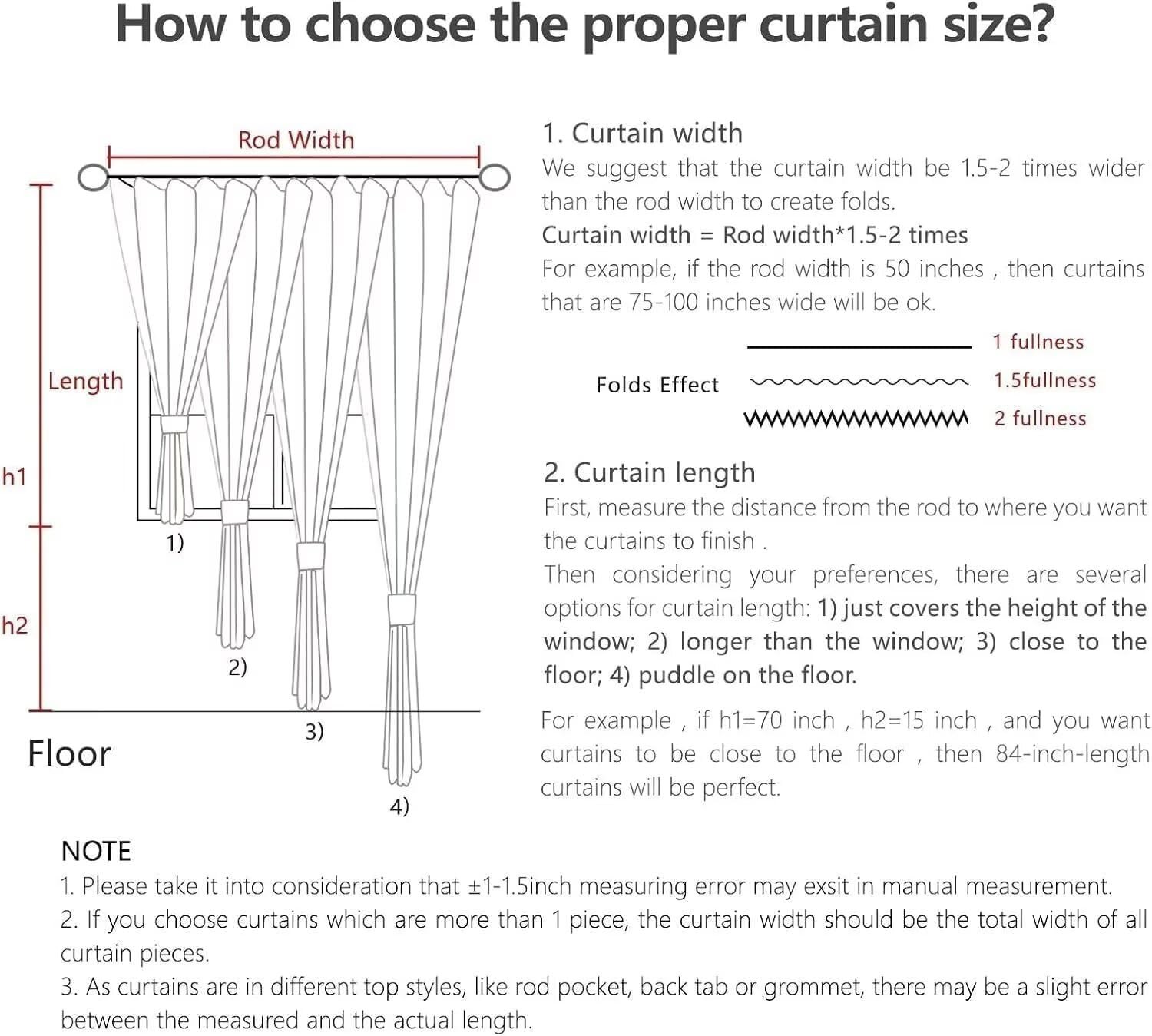 Joydeco Linen Curtains Set 2 Panels 52″W x 72″L Natural Light Filtering Drapes