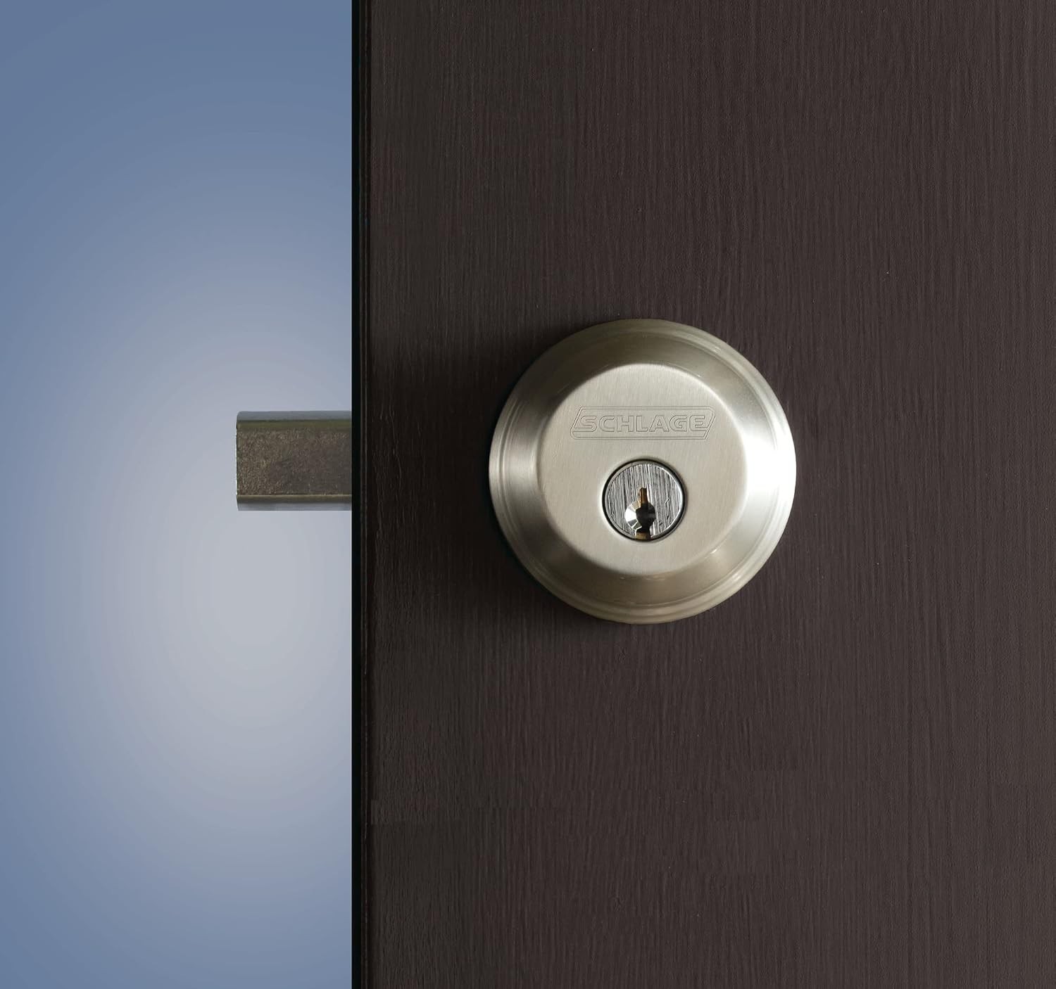 Schlage B60 N 716 Deadbolt, Keyed 1 Side, Highest Residential Security, Aged Bro