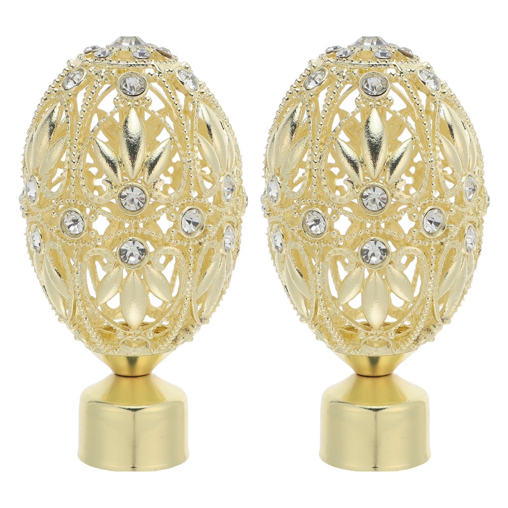 2Pcs Golden Zinc Alloy Curtain Rod Finial Caps Decorative End Plug for Home Use