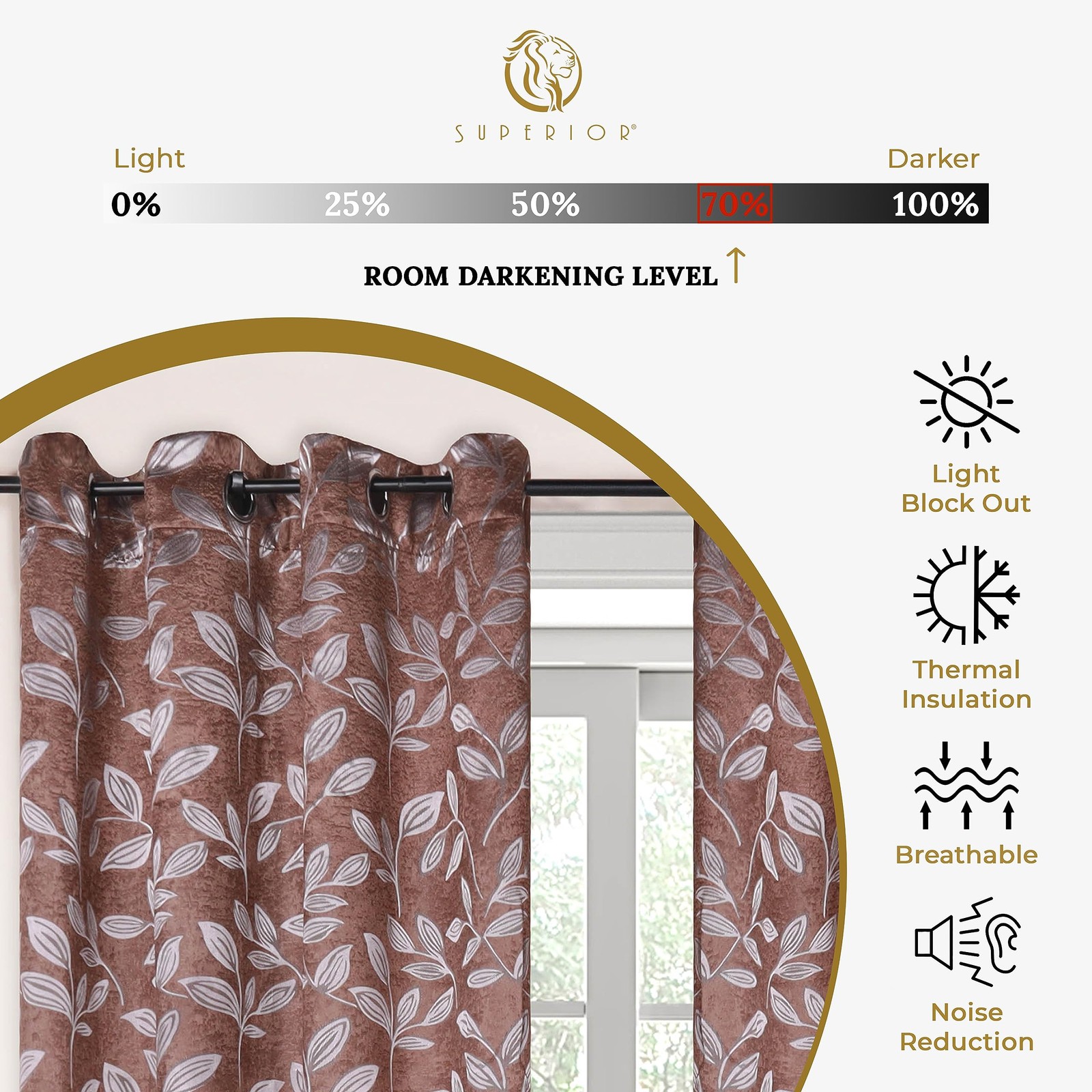 Superior Blackout Curtains Room Darkening Window Accent For Bedroom Sun