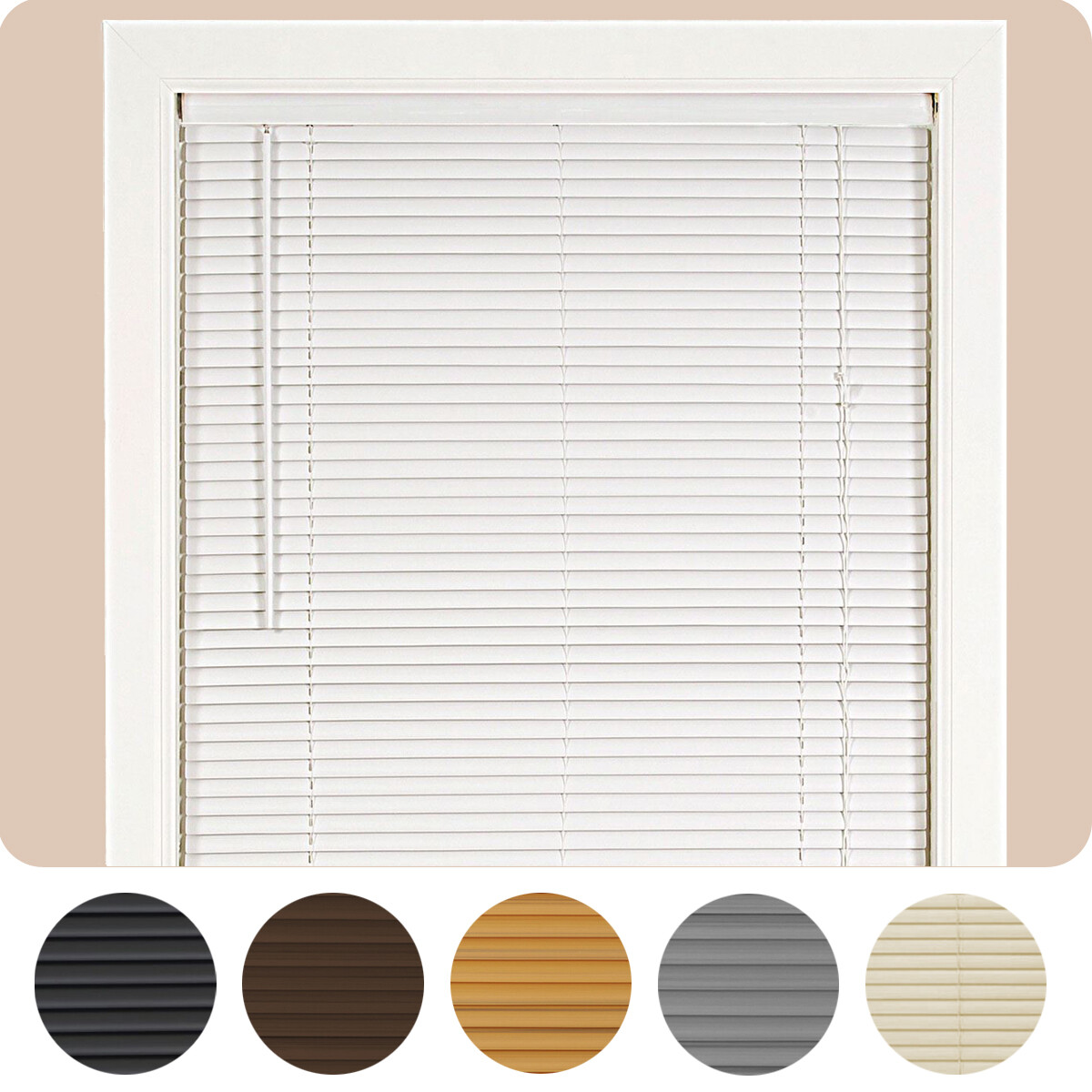 Window Blinds Mini Blind 1″ Slat Vinyl Venetian Blinds – Black White Beige Gray