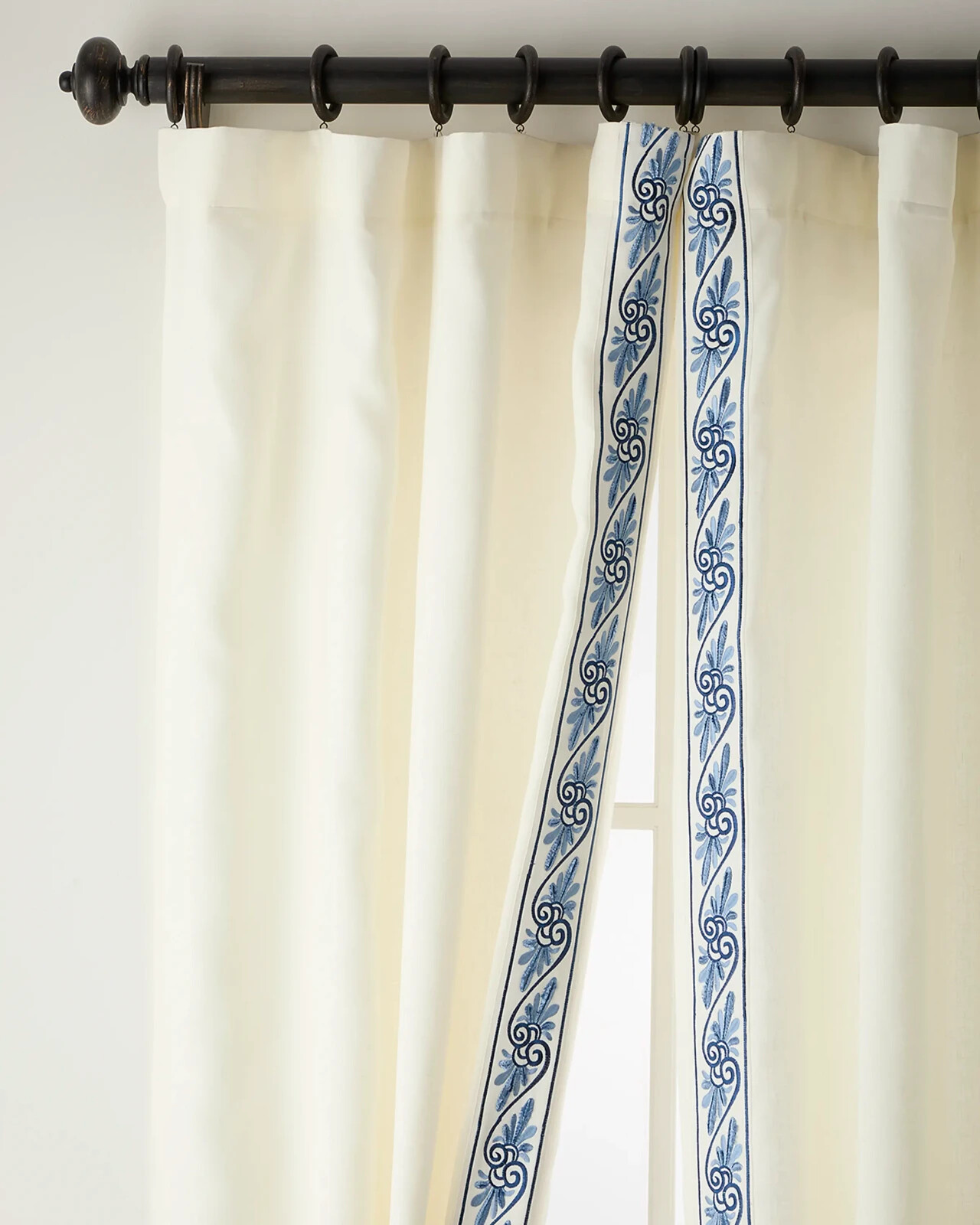 Tango 100% Linen Drapes with embroidered tape (Pair) as seen on Neiman Marcus