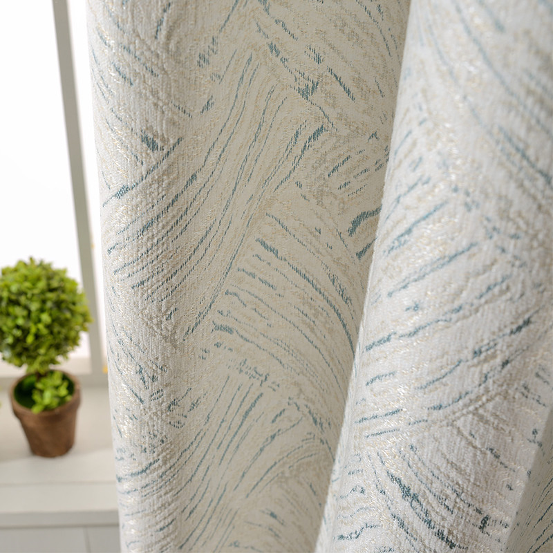 Nordic minimalist chenille thick shade white line cloth blackout curtain M141*