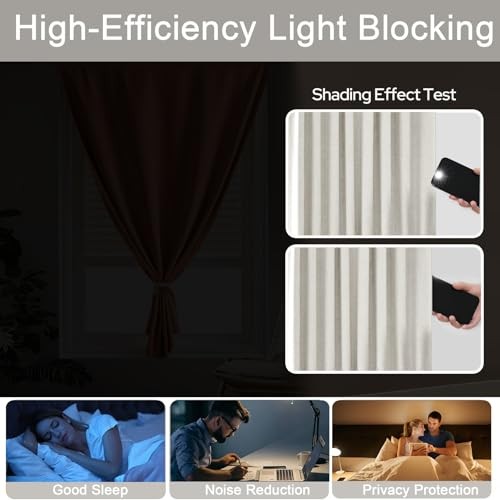 Self Adhesive Curtain No Rod Needed, Blackout Curtains 35″W x 60″H Light Beige