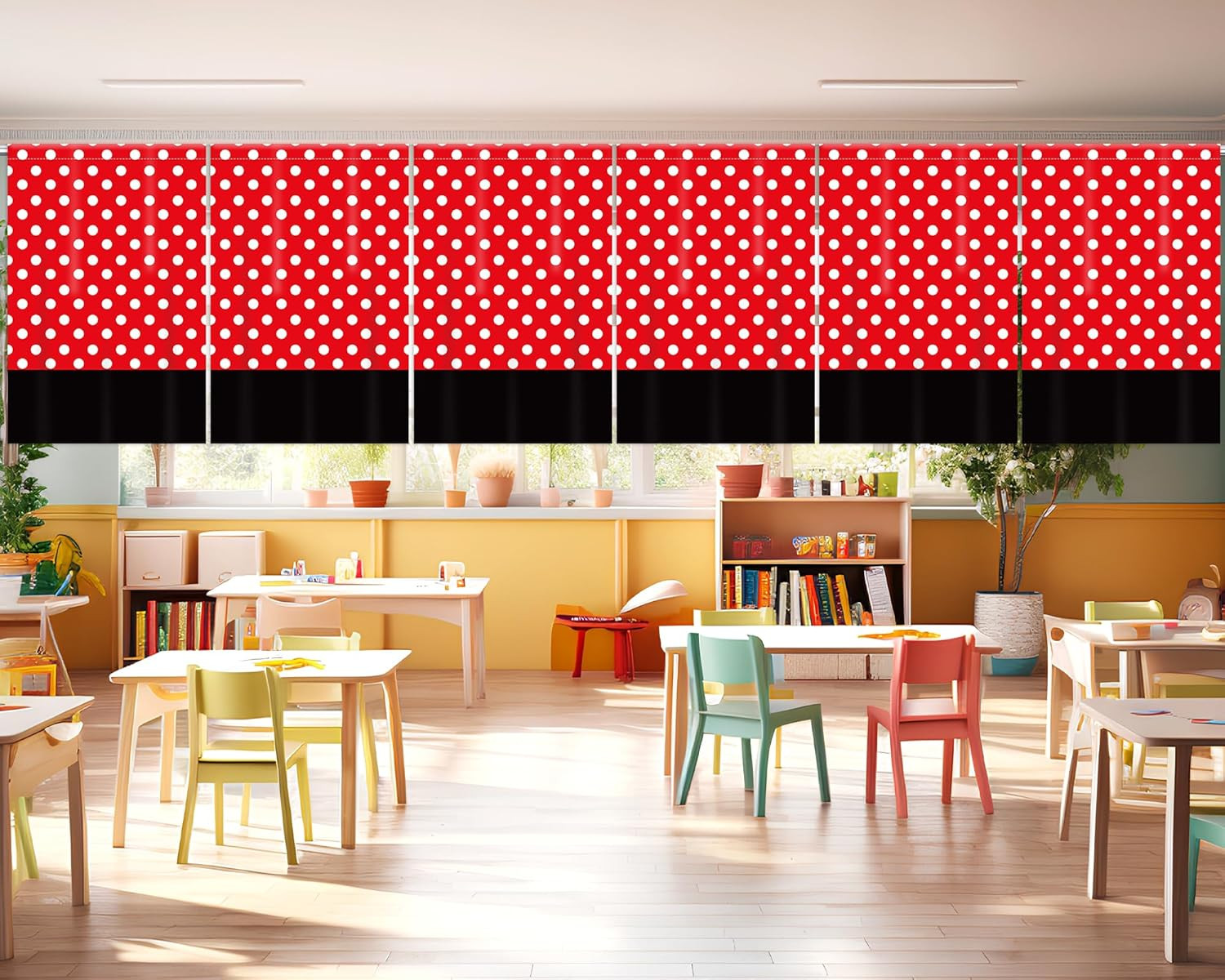 6 Pcs Classroom Curtains Decorations Rectangle Classroom Valance Curtains Back t