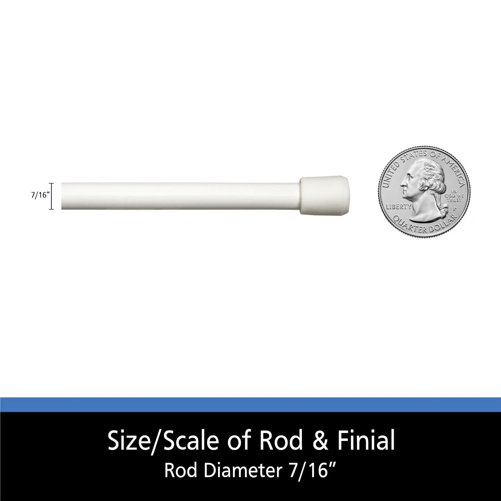 Mainstays Adjustable Curtain Rod 28-48 in White Spring Tension Steel 7/16